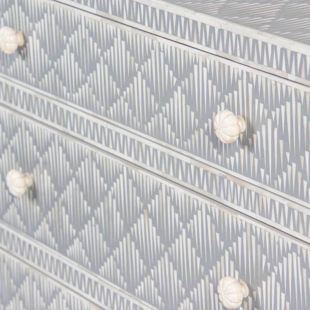 Elnaz Chest of Drawers - Grey Bone Inlay - Tabeer Homes