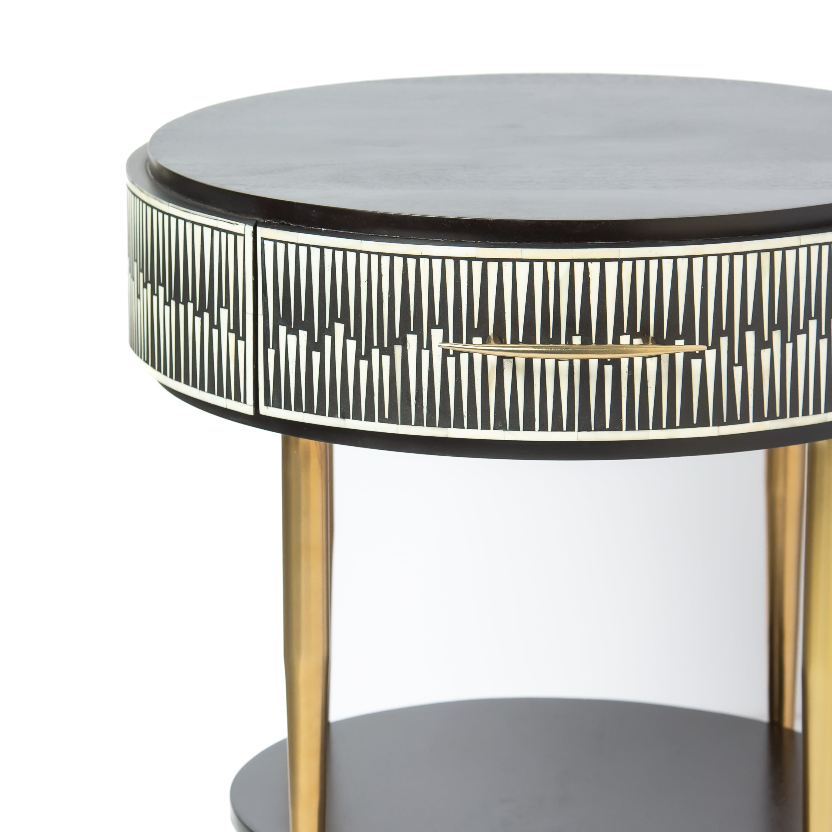 Elnaz Side Drawer - Black & White Bone Inlay 1