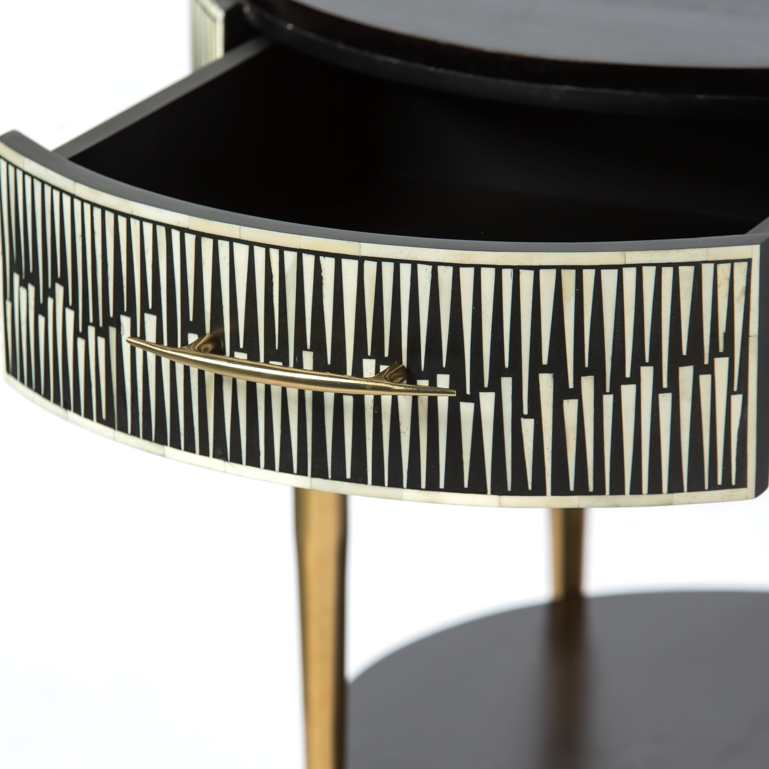 Elnaz Side Drawer - Black & White Bone Inlay 