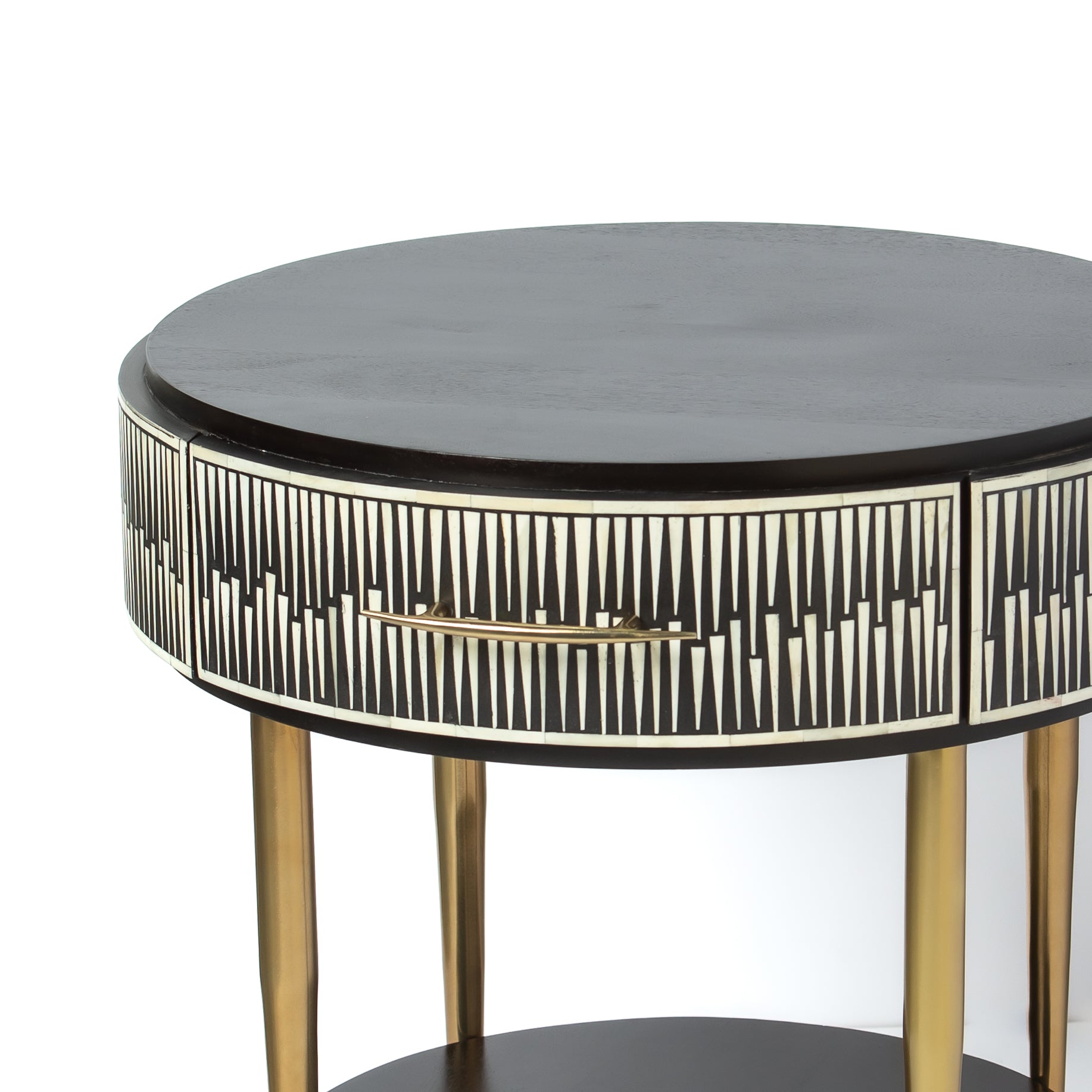 Elnaz Side Drawer - Black & White Bone Inlay 