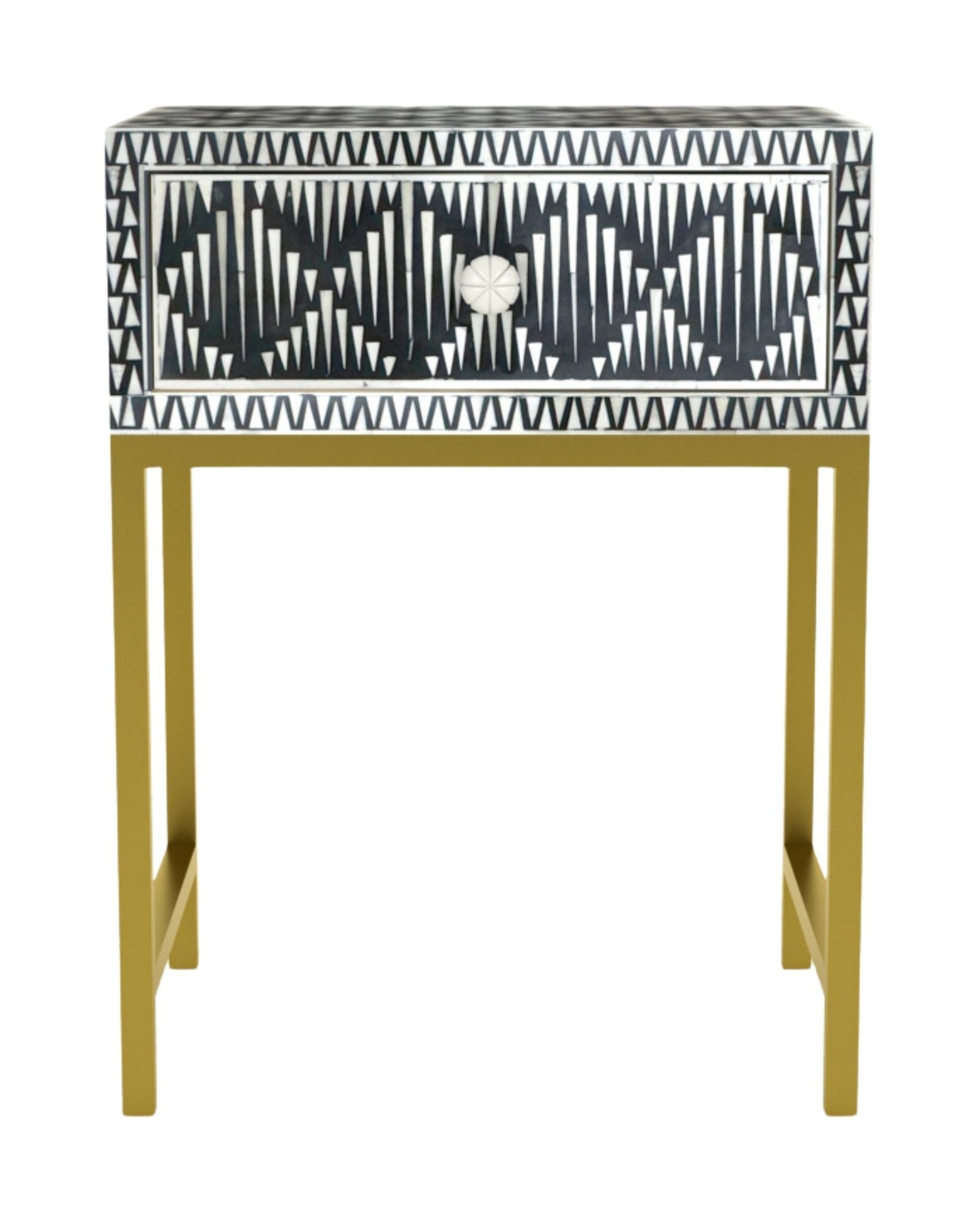 Elnaz Side Drawer - Black & White Bone Inlay - Tabeer Homes
