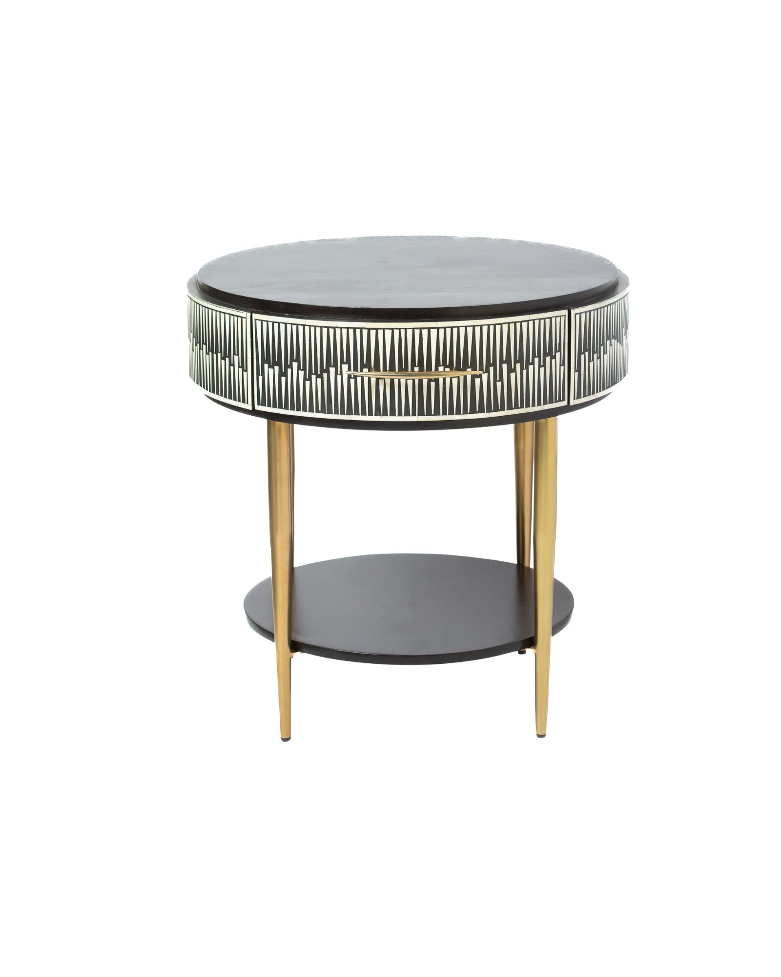 Elnaz Side Drawer - Black & White Bone Inlay 