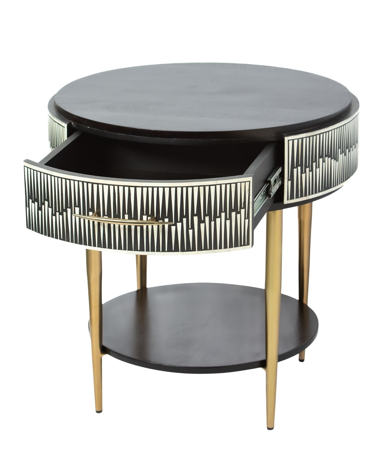 Elnaz Side Drawer - Black & White Bone Inlay 