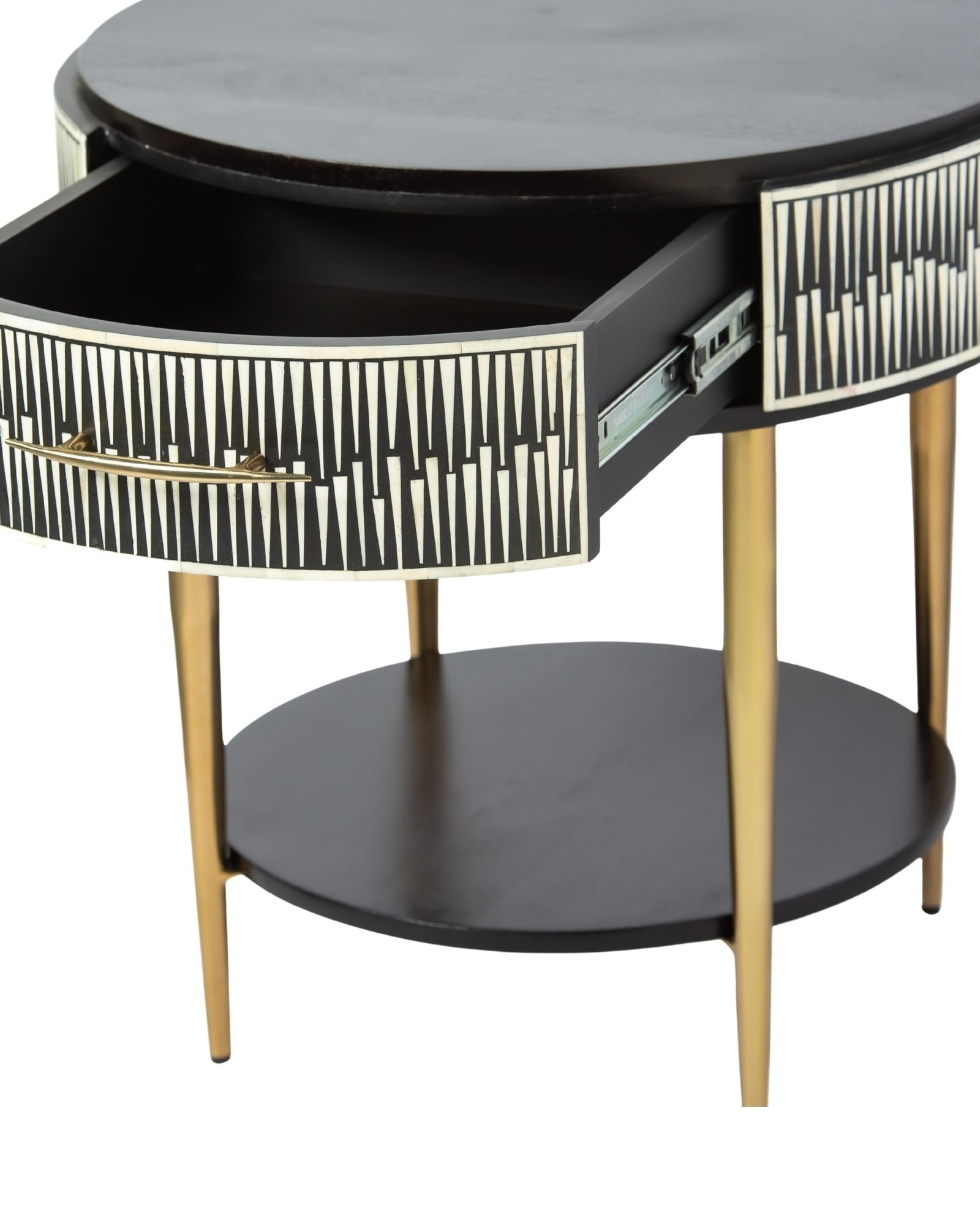 Elnaz Side Drawer - Black & White Bone Inlay 