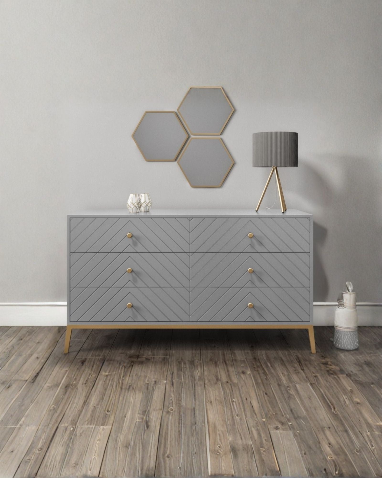 Ewan Big Chest of Drawers - Grey Wood - Tabeer Homes