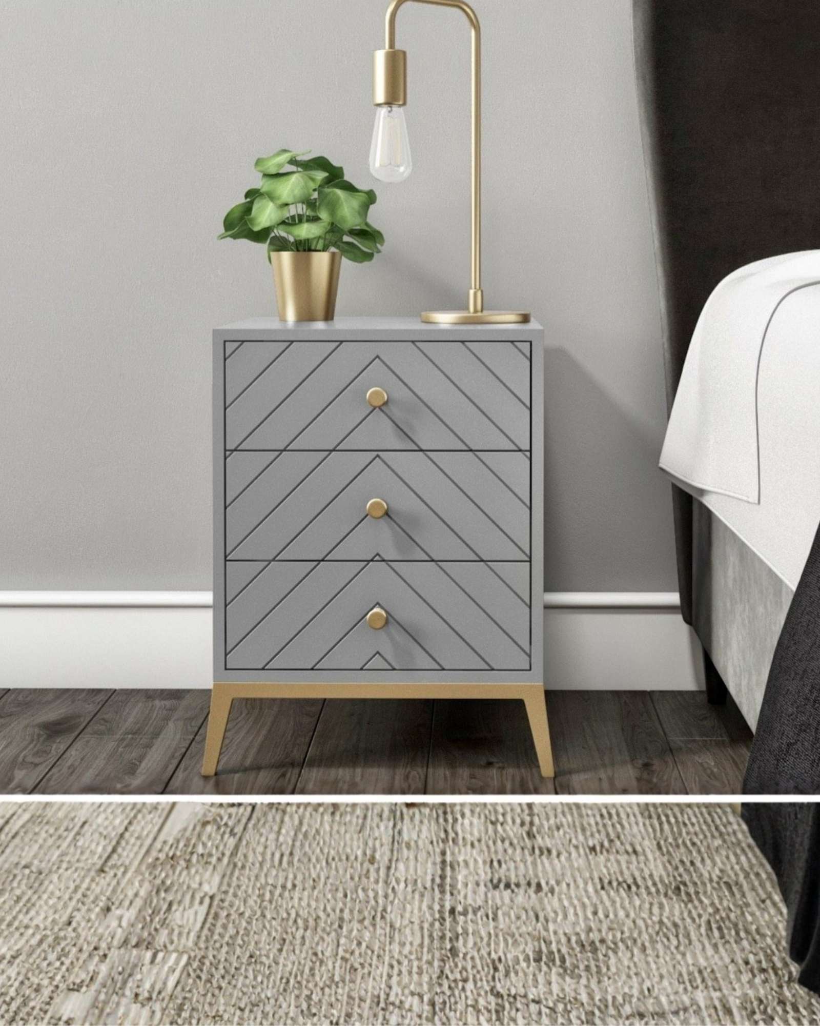 Ewan Side Drawer - Pale Grey Wood - Tabeer Homes