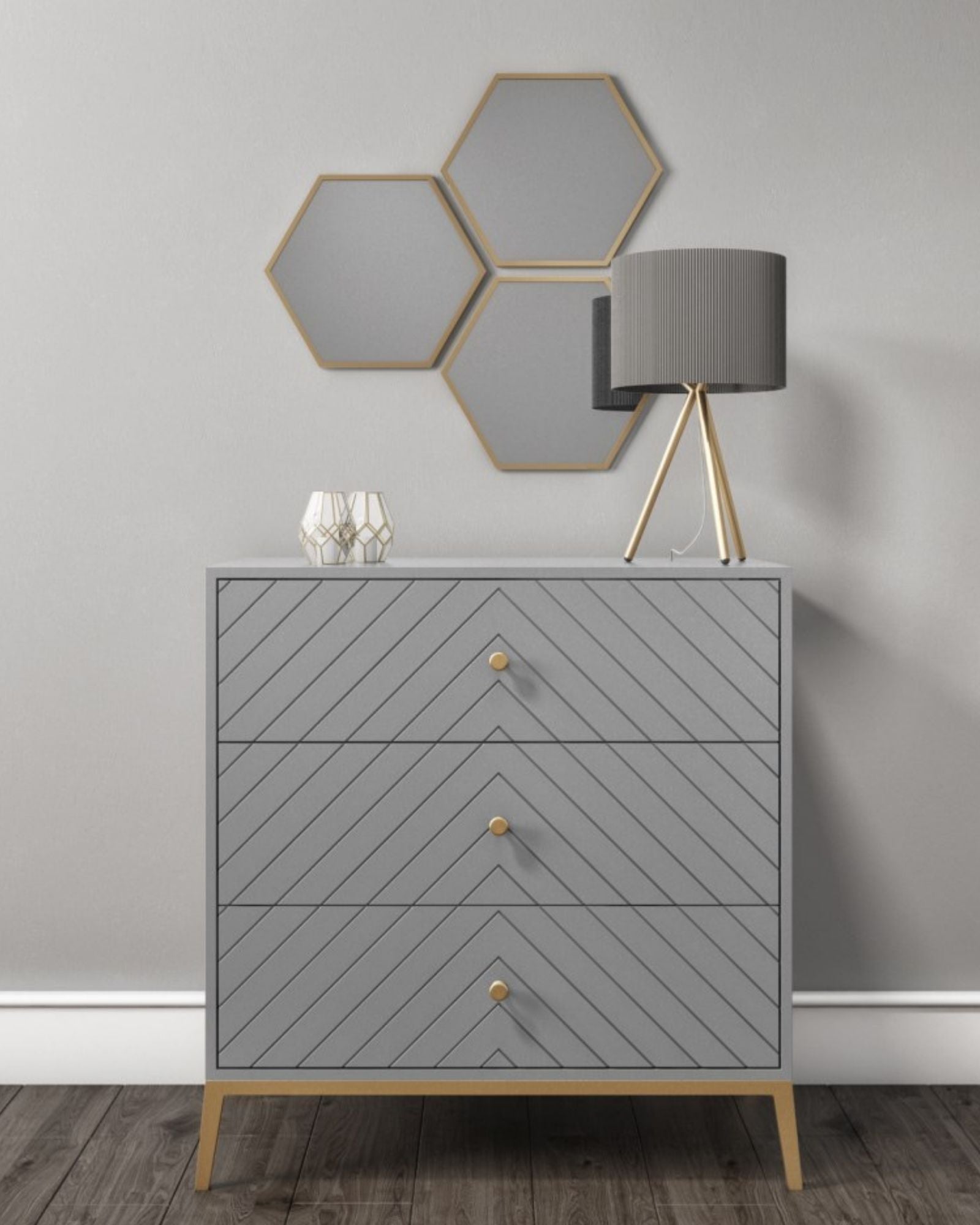 Ewan Small Chest of Drawers - Grey Wood - Tabeer Homes