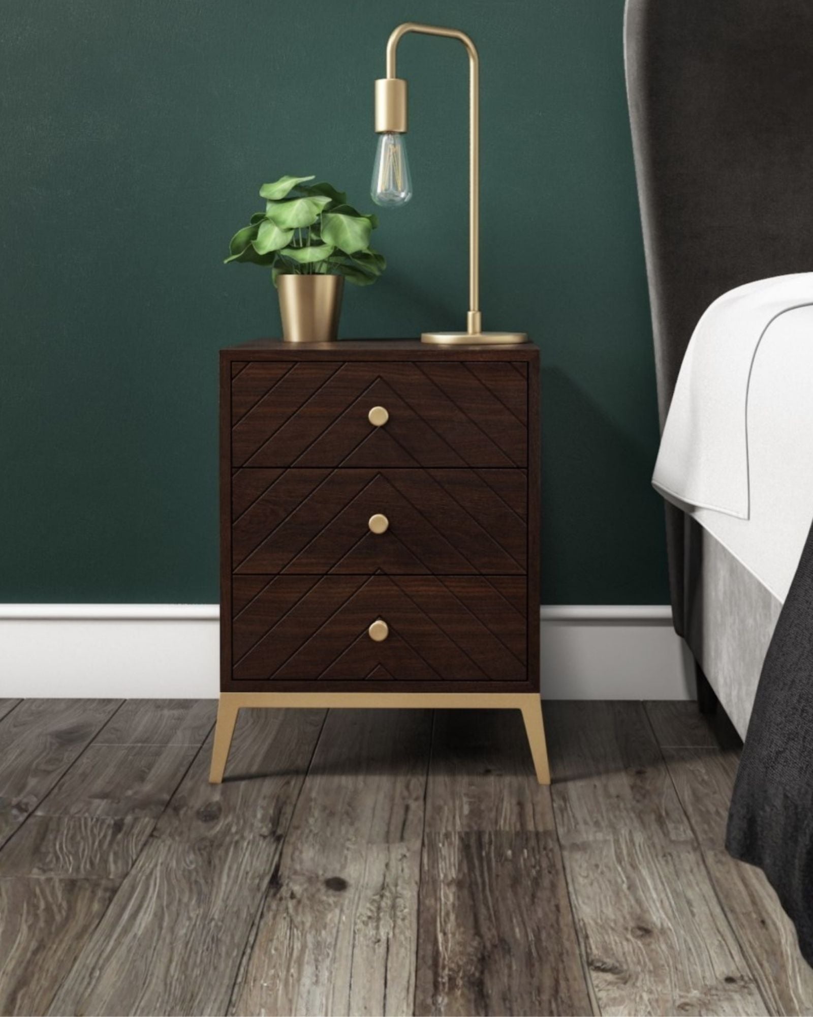 Ewan Side Drawer - Dark Wood - Tabeer Homes