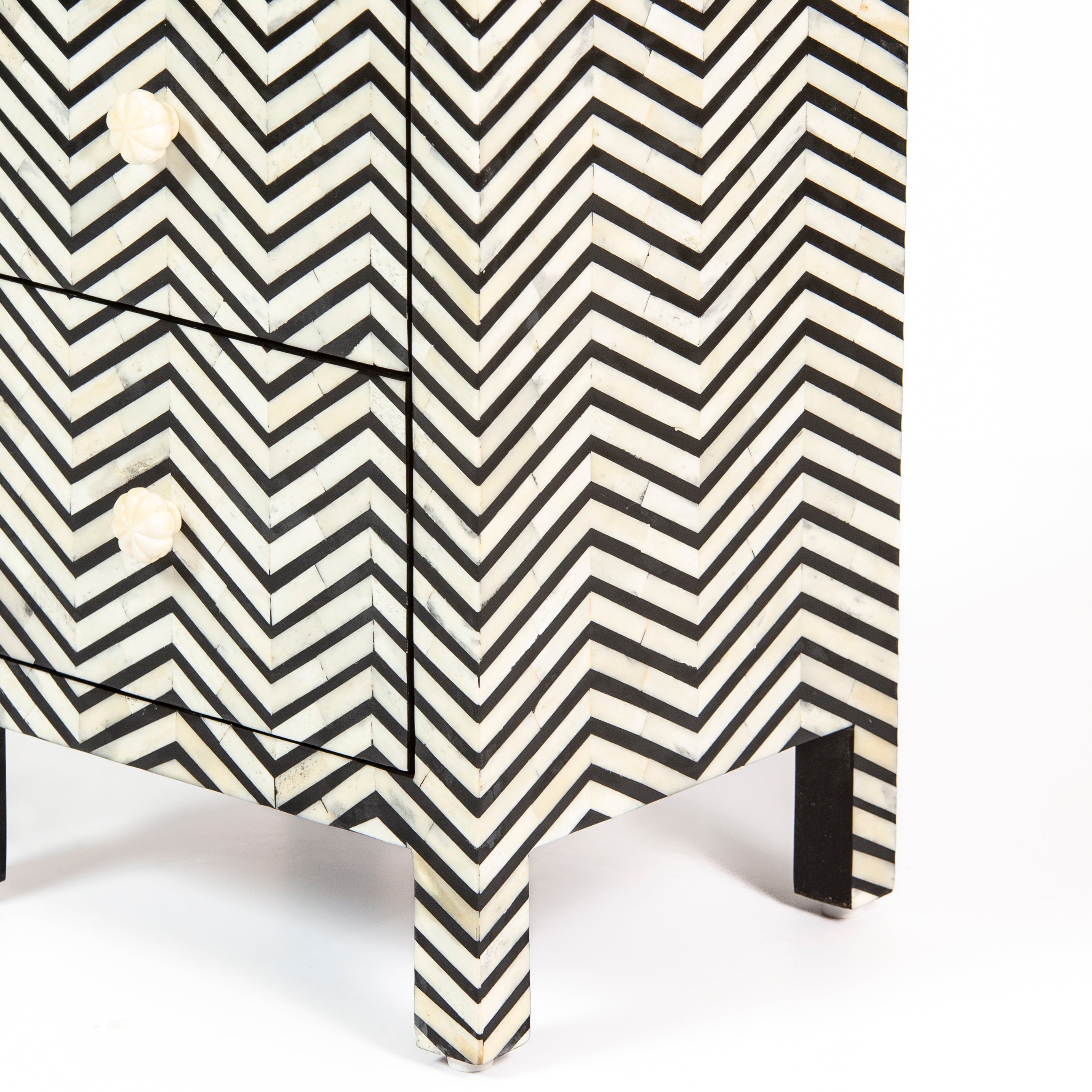 Isra Side Drawer - Black & White Bone Inlay