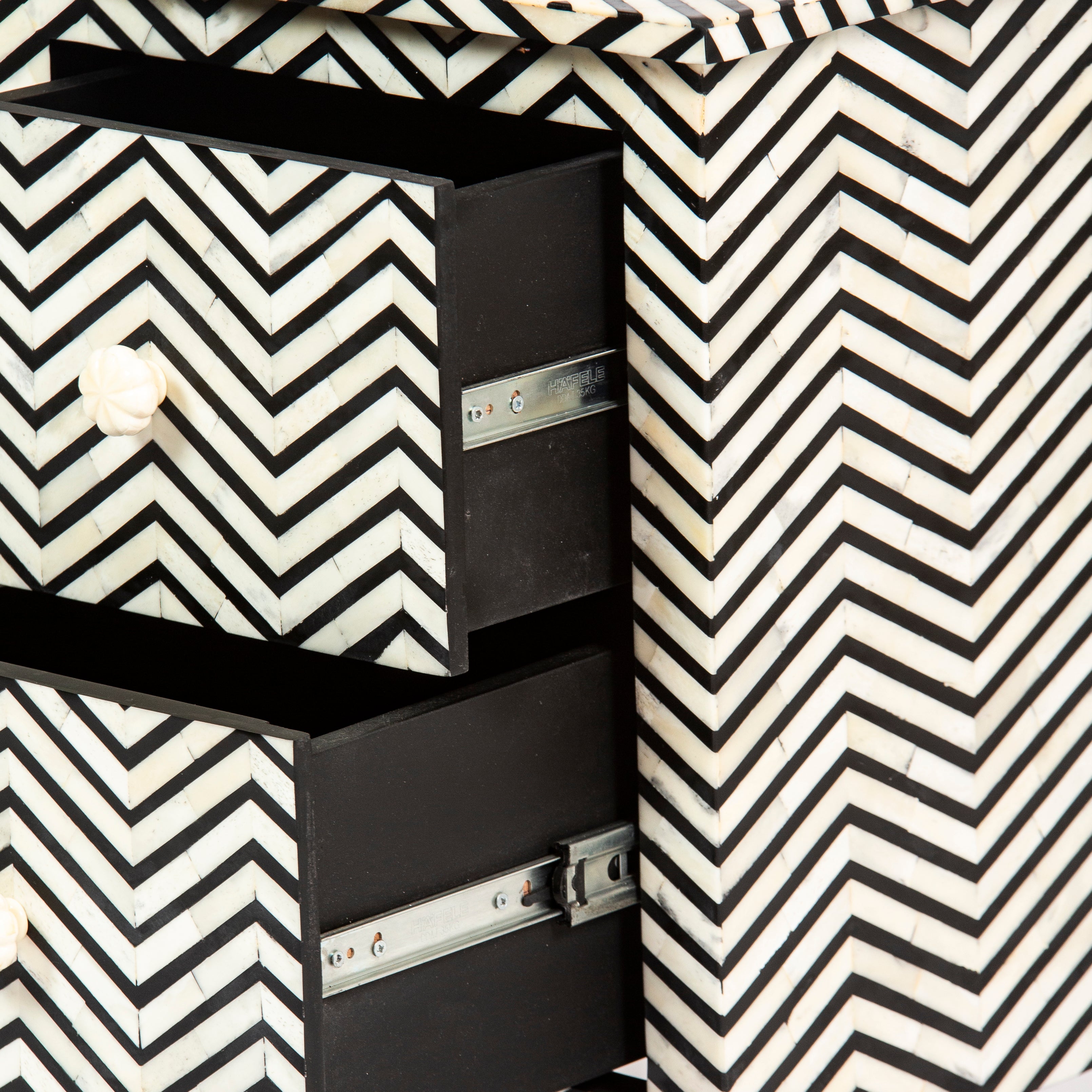Isra Side Drawer - Black & White Bone Inlay