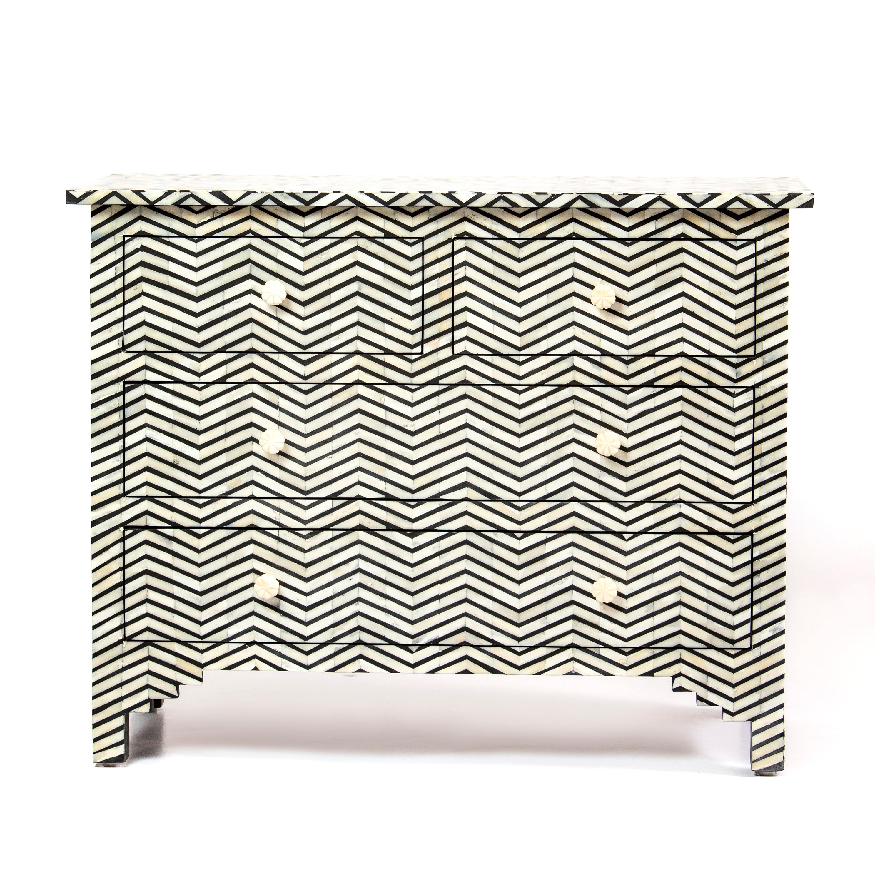 Isra Chest of Drawers - Black & White Bone Inlay