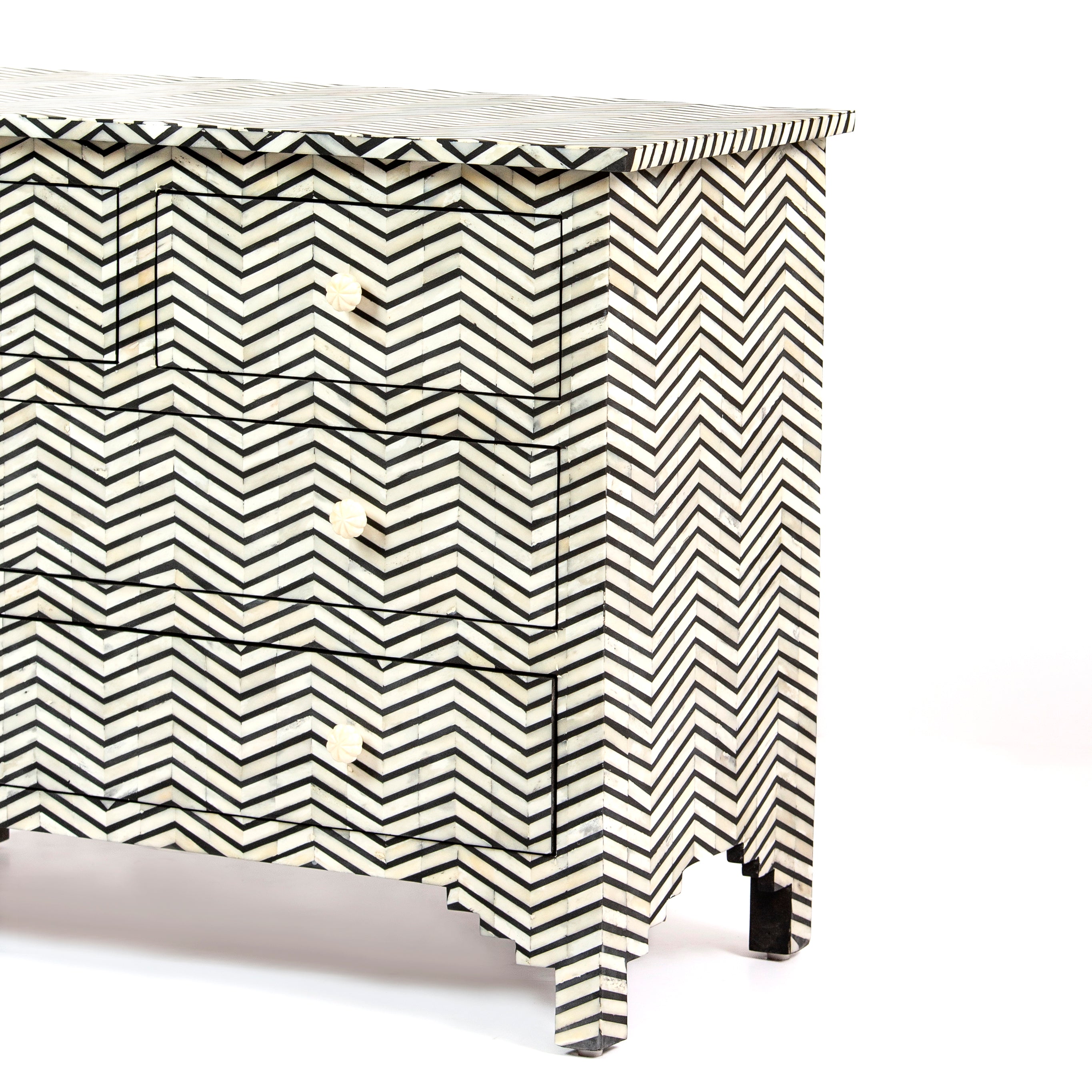 Isra Chest of Drawers - Black & White Bone Inlay