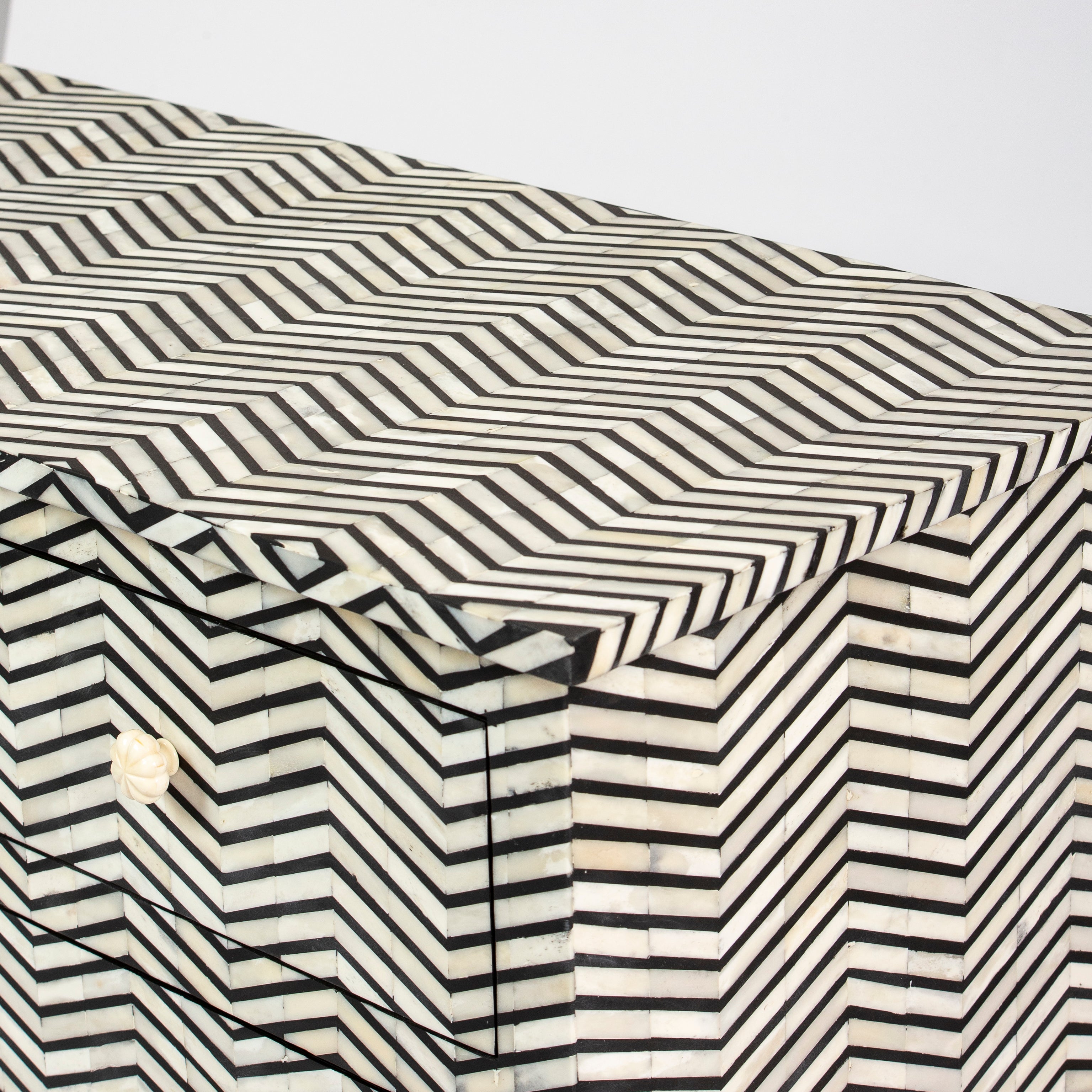 Isra Chest of Drawers - Black & White Bone Inlay