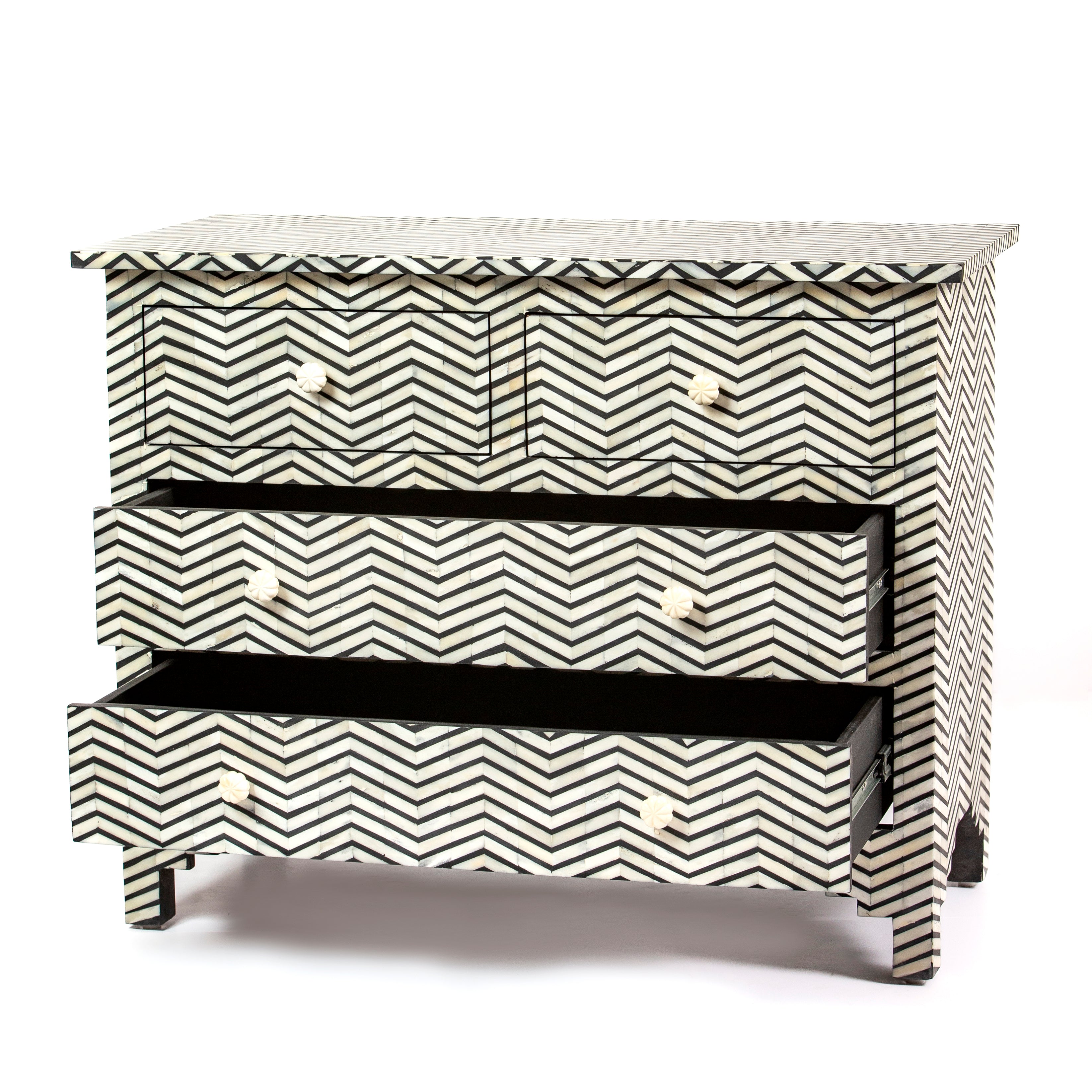 Isra Chest of Drawers - Black & White Bone Inlay