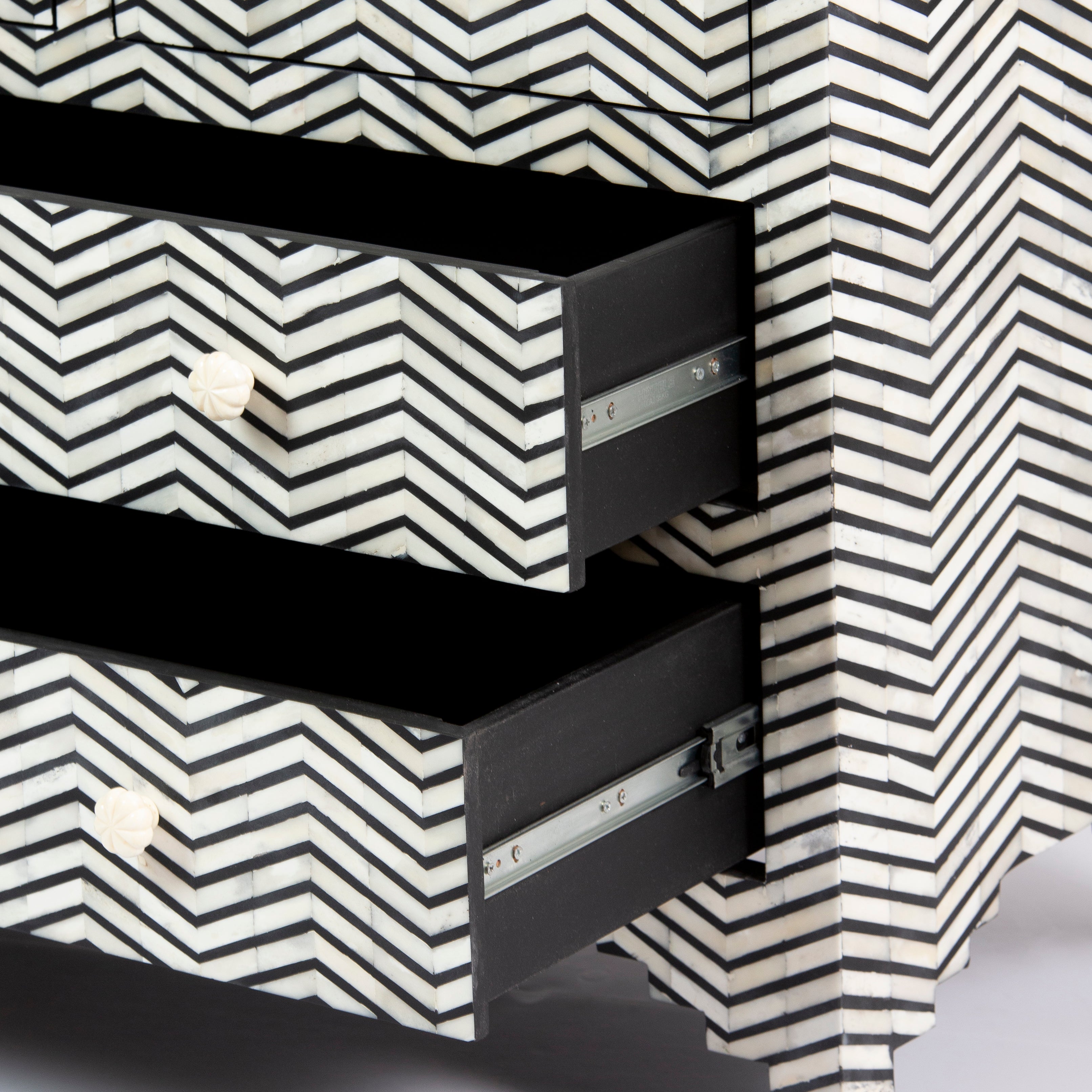 Isra Chest of Drawers - Black & White Bone Inlay