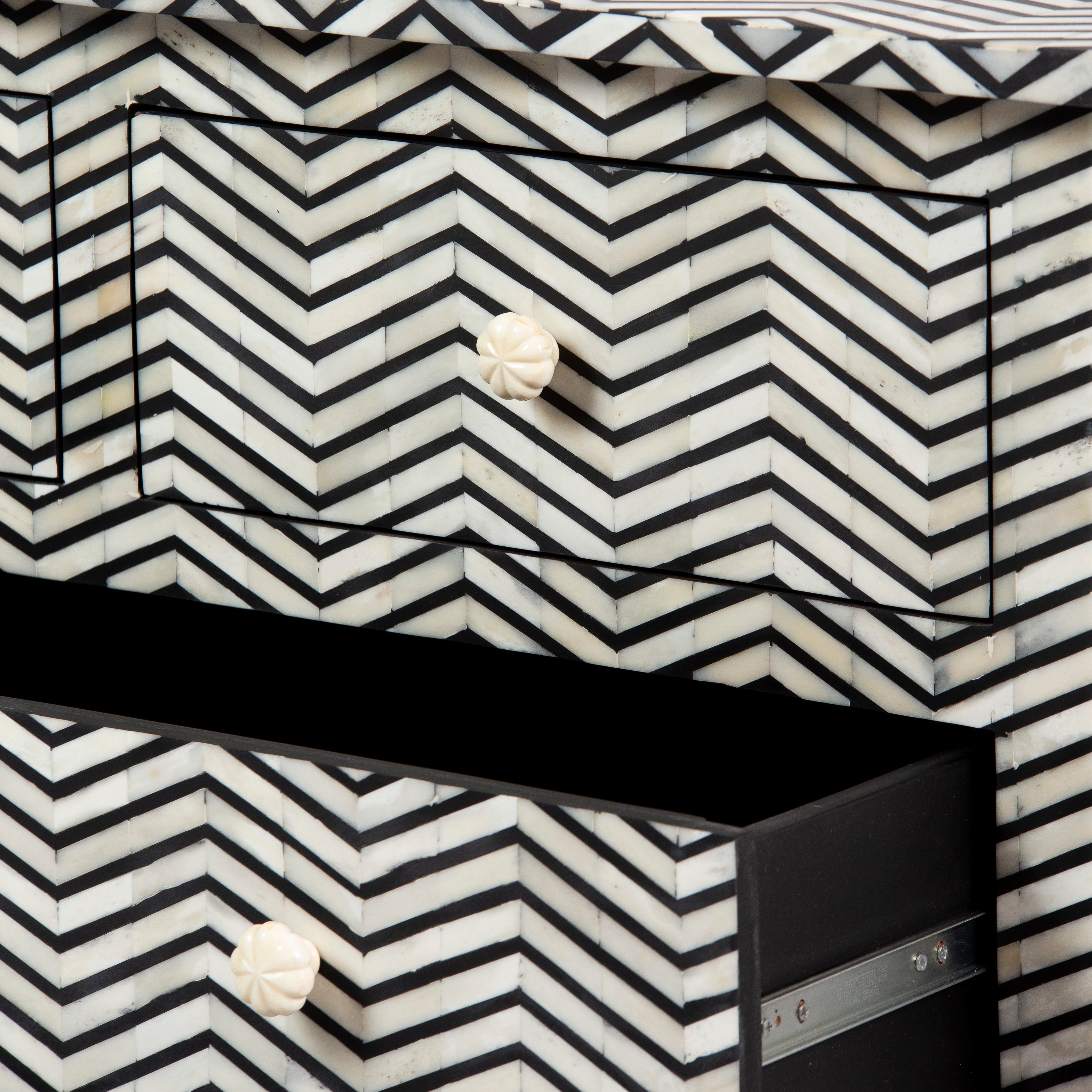 Isra Chest of Drawers - Black & White Bone Inlay