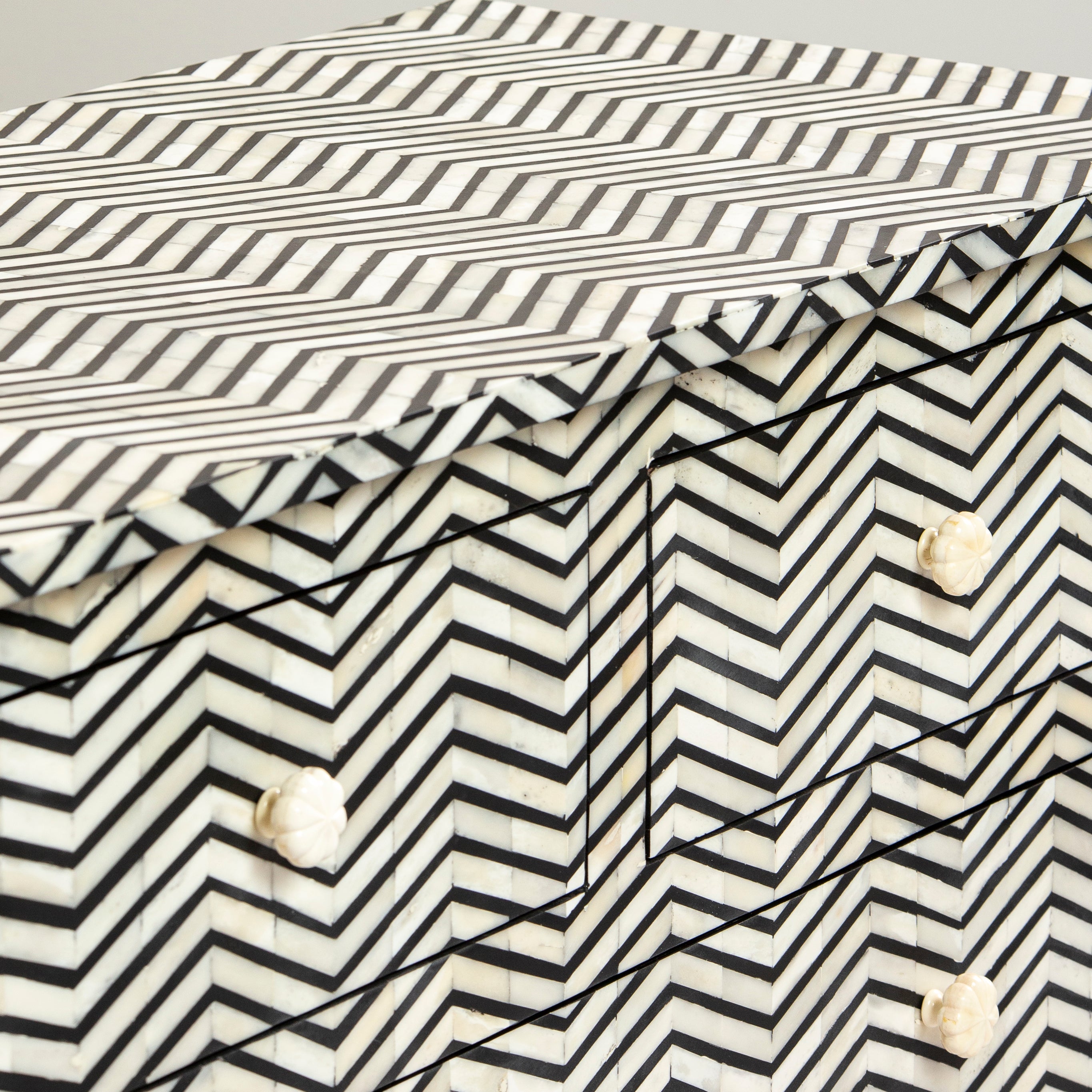 Isra Chest of Drawers - Black & White Bone Inlay