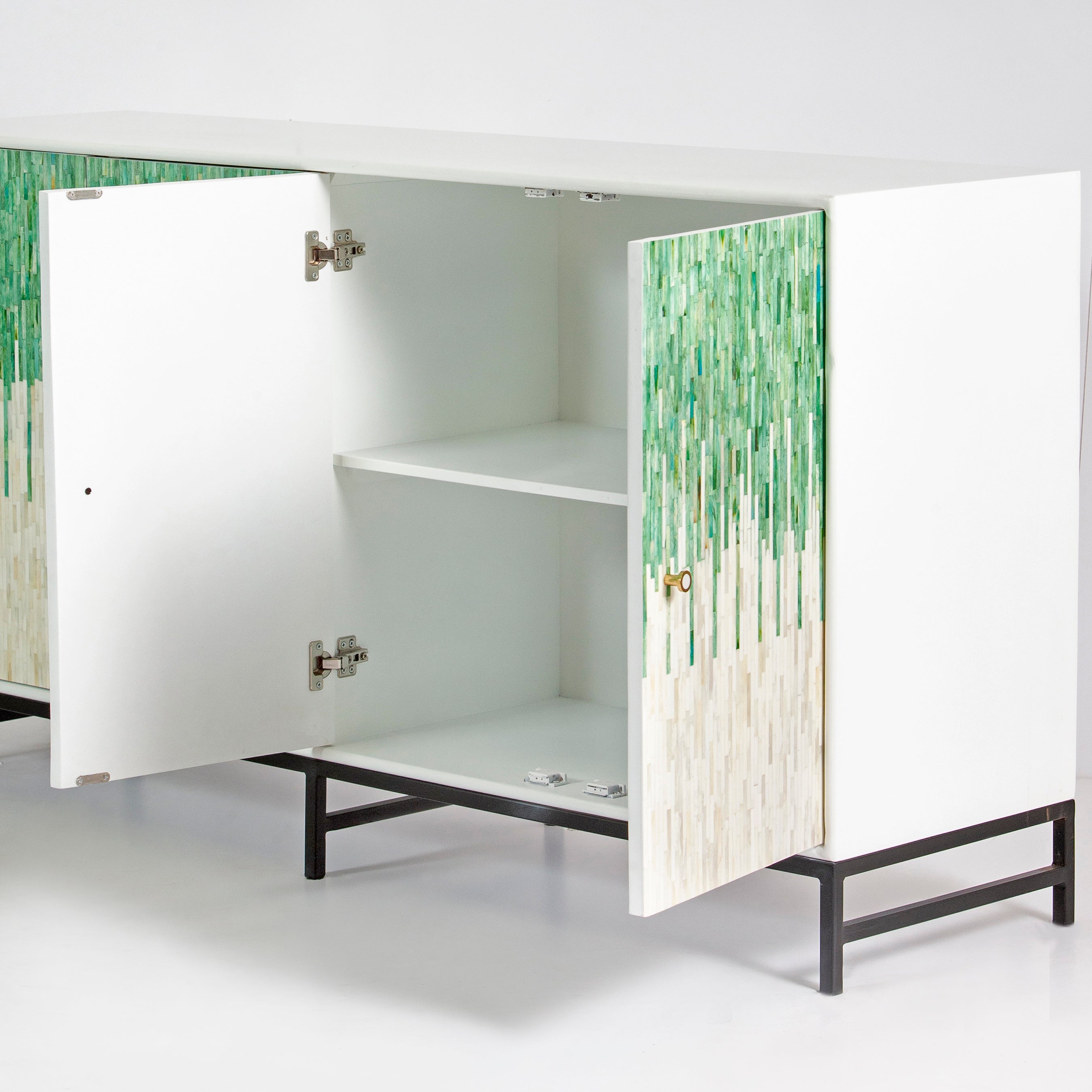 Naveli Cabinet - Green Bone Carved Cabinet