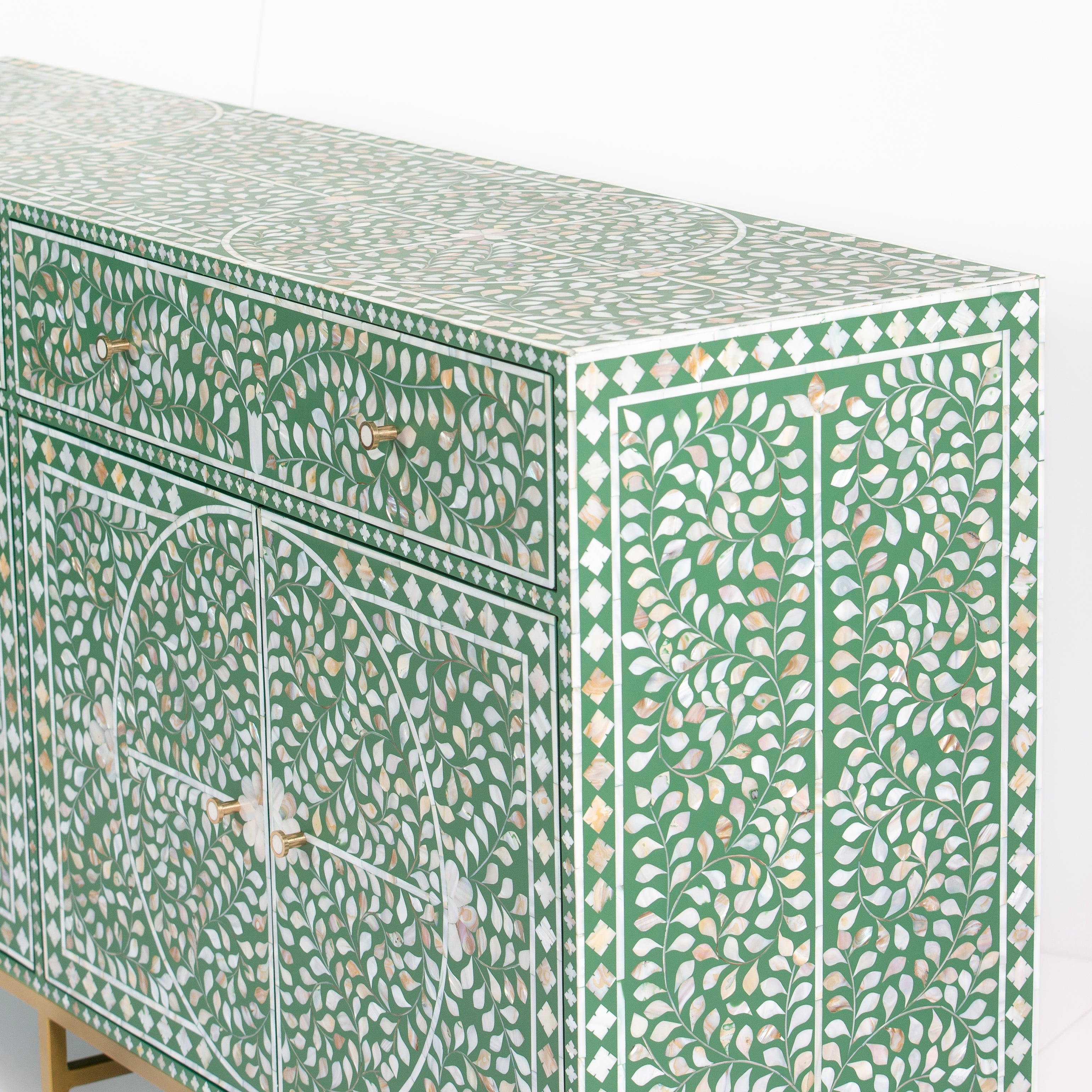 Jade Sideboard Buffet - Green Mother of Pearl Inlay
