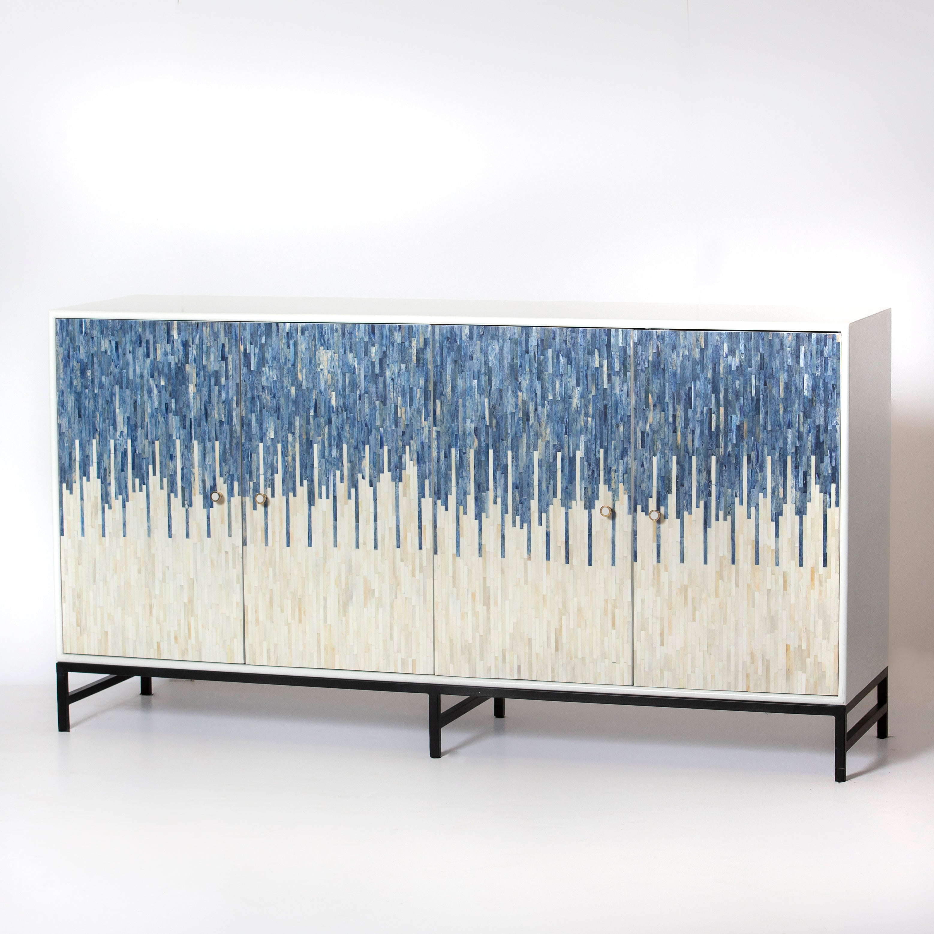 Naveli Cabinet - Blue Bone Carved Cabinet