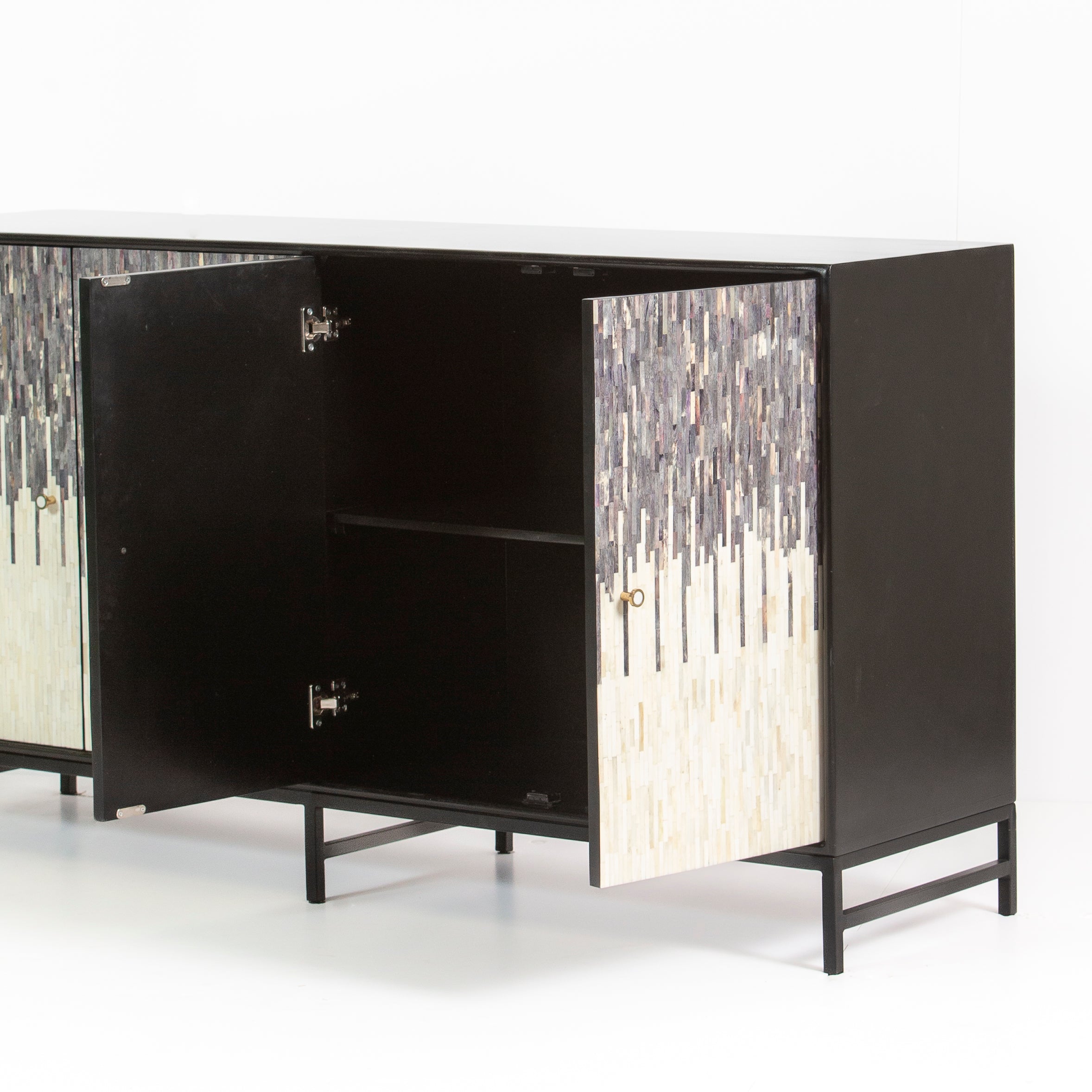 Naveli Cabinet - Black Bone Carved Cabinet - Tabeer Homes