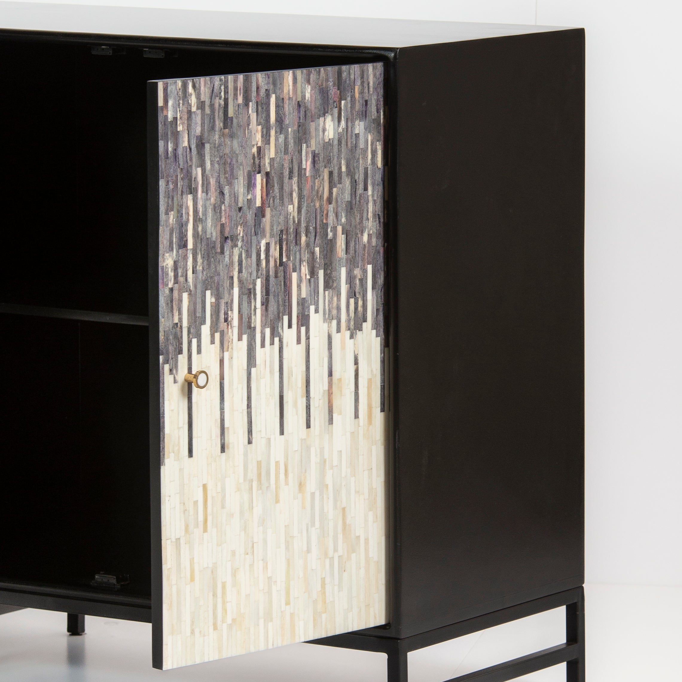 Naveli Cabinet - Black Bone Carved Cabinet - Tabeer Homes