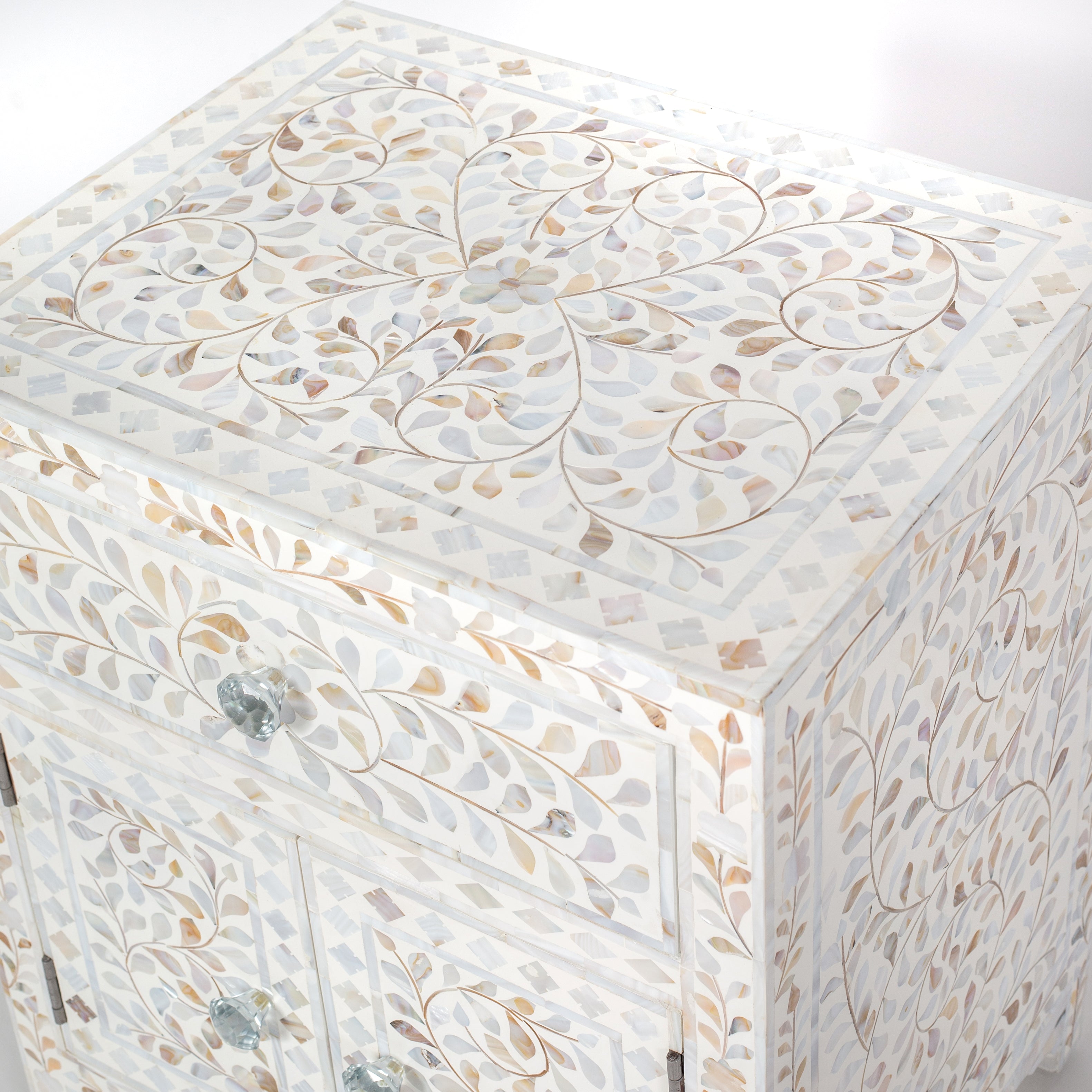 Iris Side Drawer - White Mother of Pearl