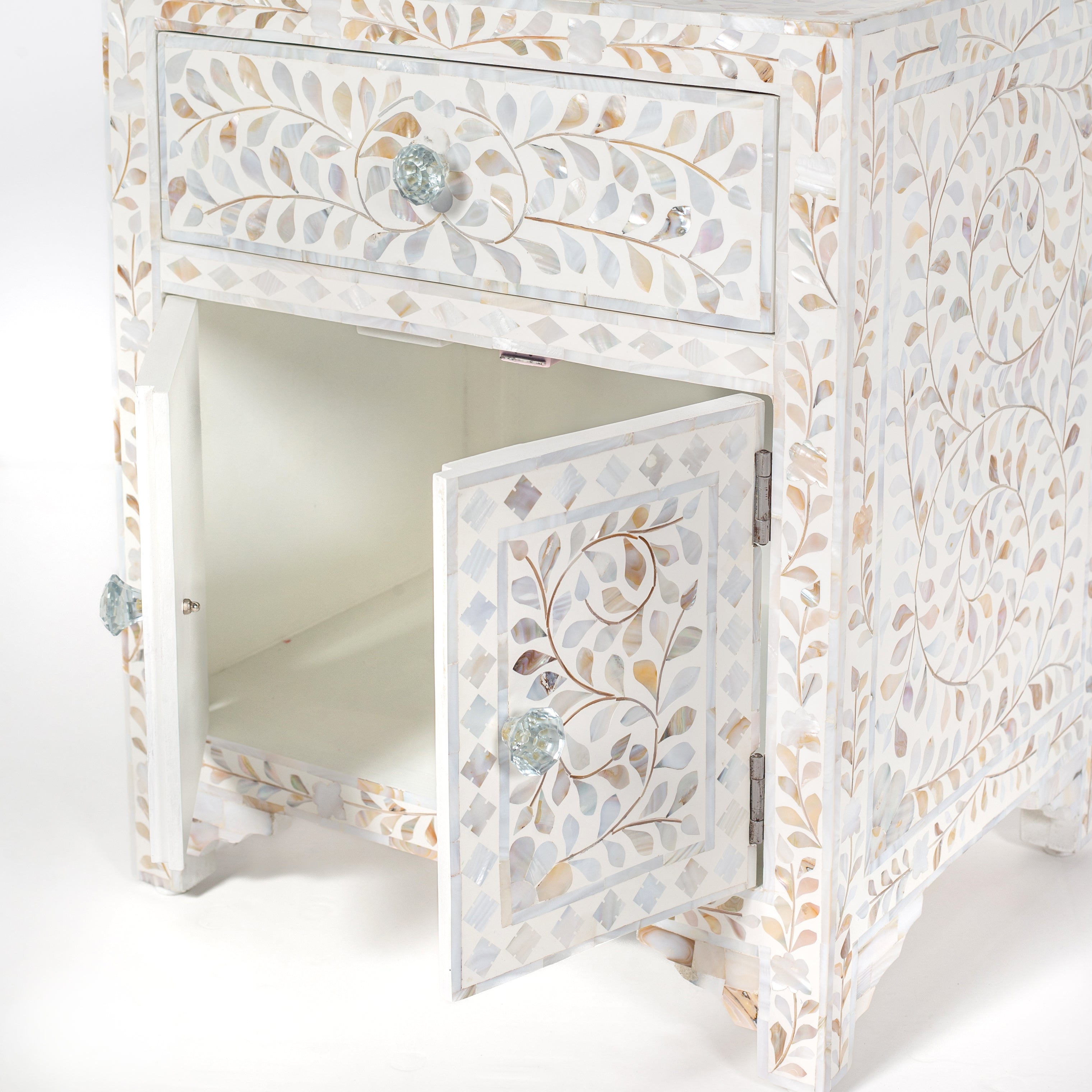 Iris Side Drawer - White Mother of Pearl