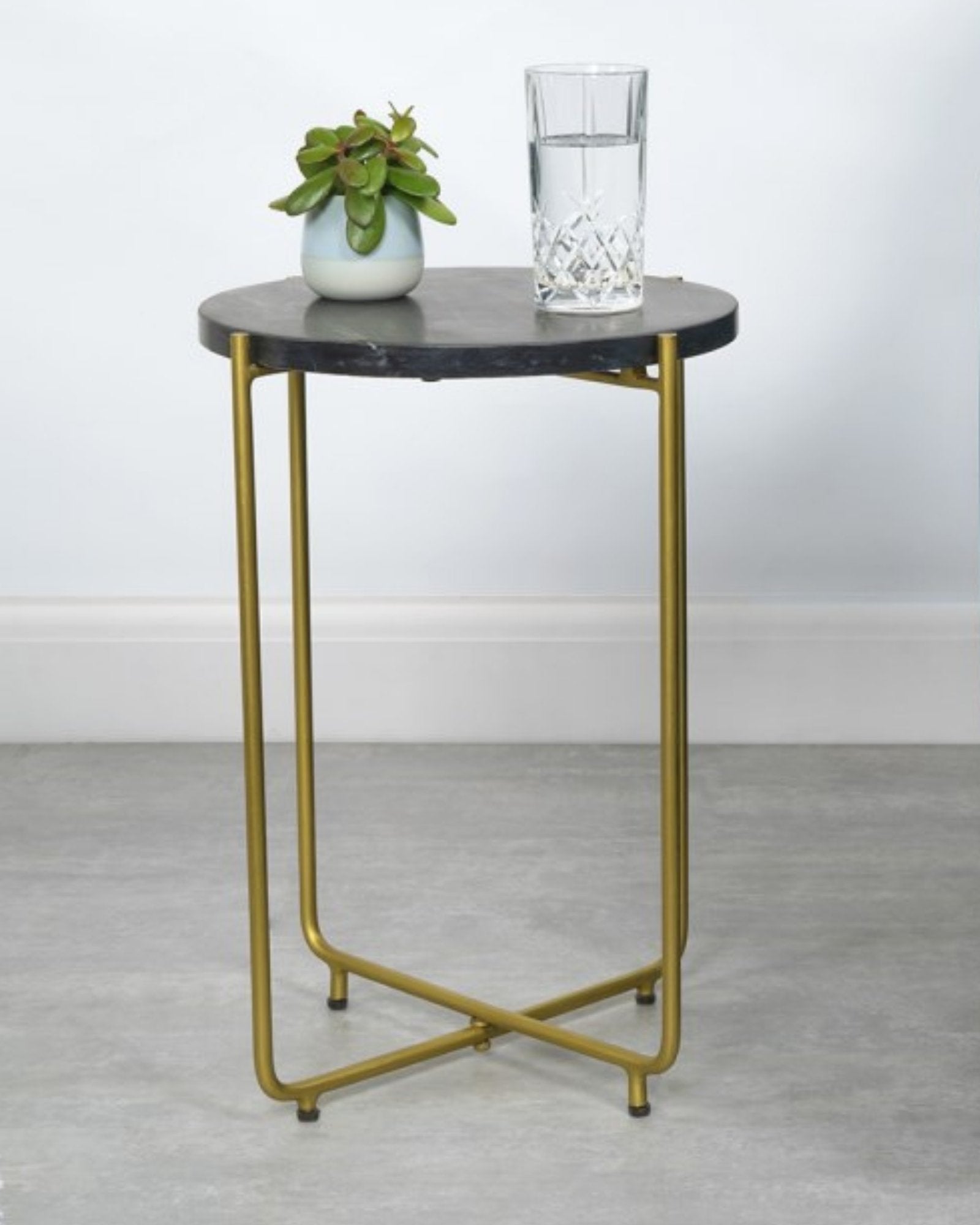 Farid Side Table - Black Marble - Tabeer Homes