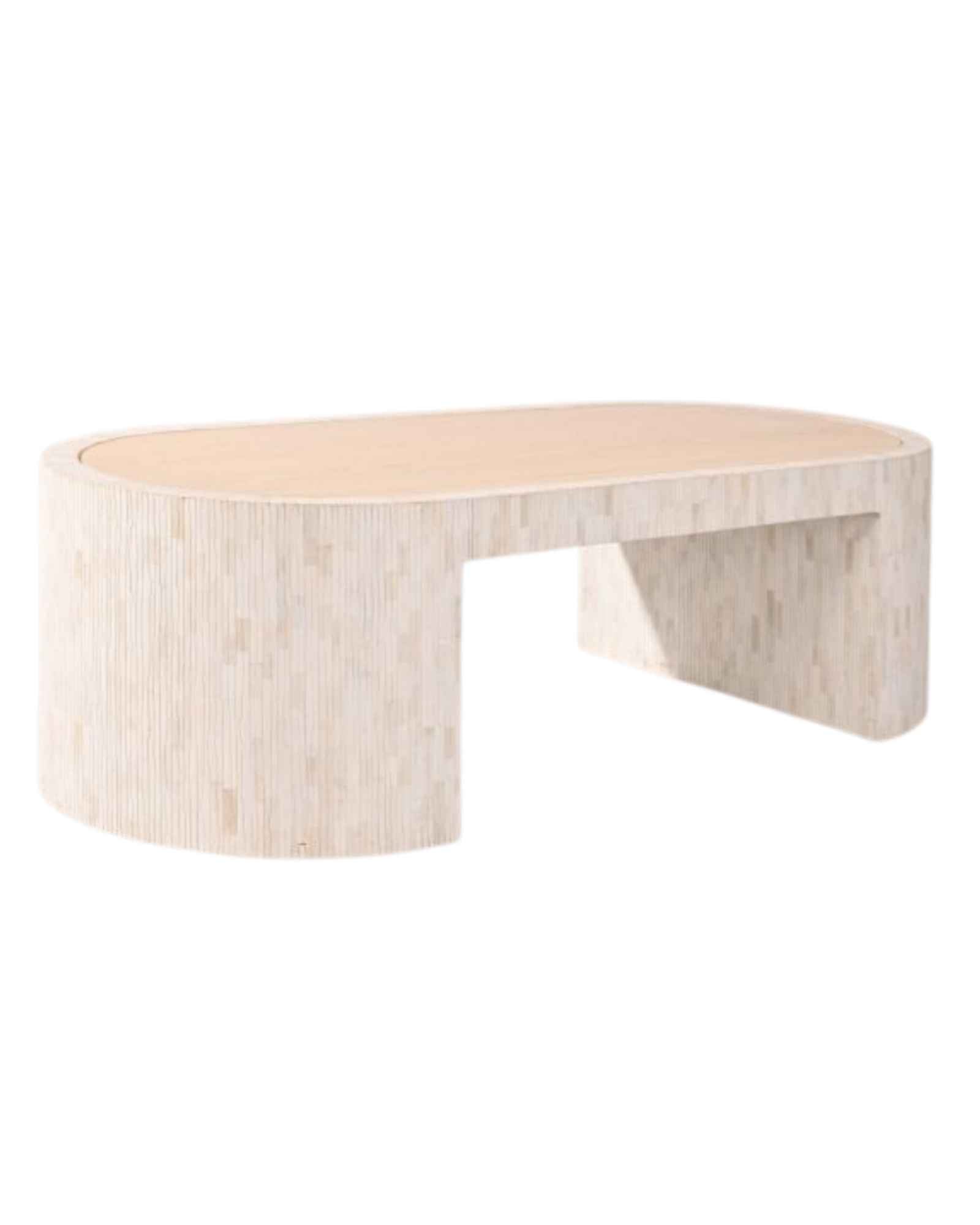 Flow Coffee Table, white bone carved design, handcrafted sculptural piece by Tabeer Homes.