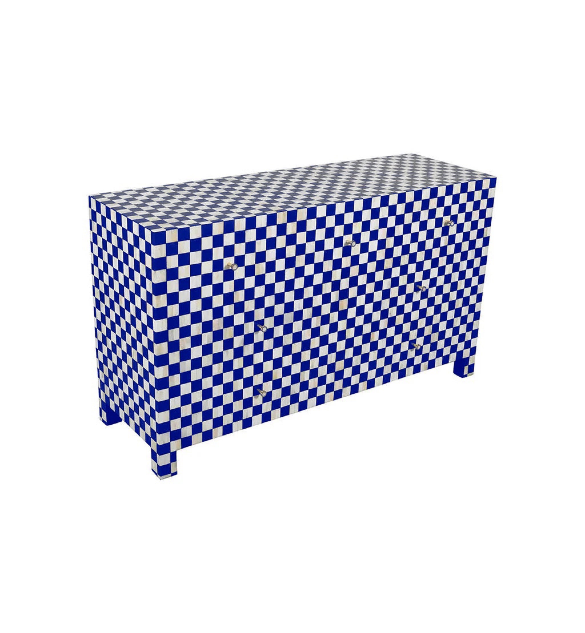 Maze Chest of Drawers - Blue Bone Inlay - Tabeer Homes