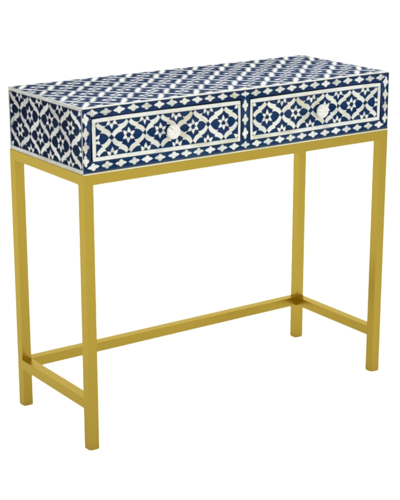 Inayat Mini Dresser Console - Navy Blue Bone Inlay - Tabeer Homes