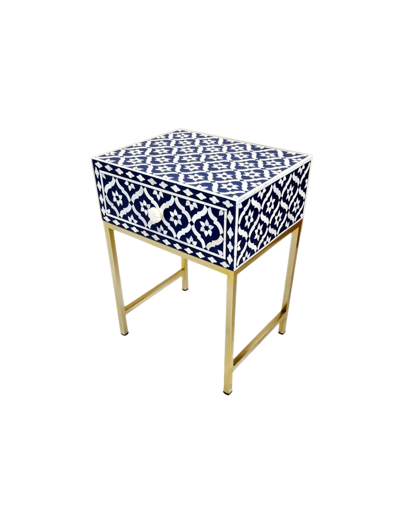 Inayat Side Drawer - Black & White Bone Inlay - Tabeer Homes