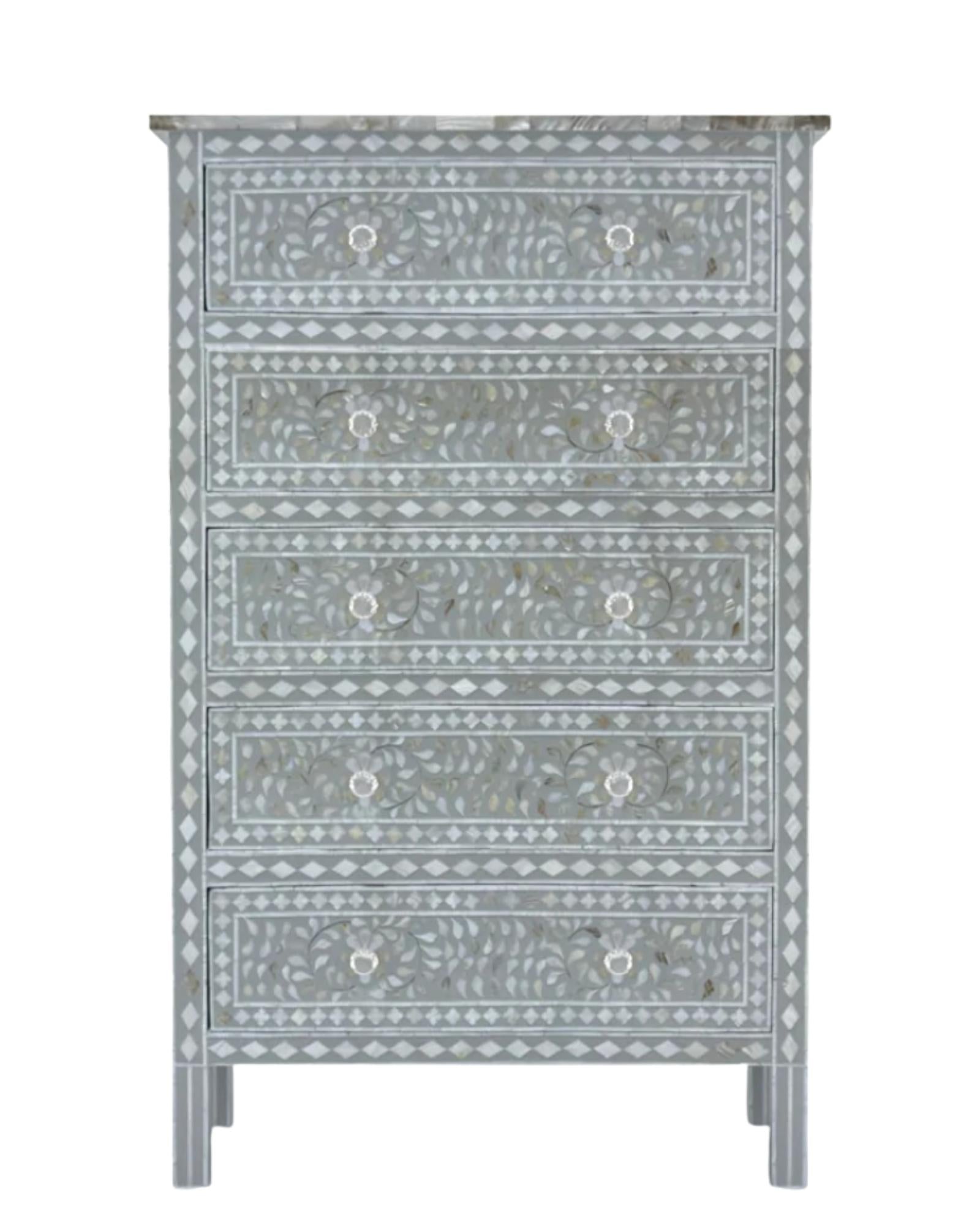 Mother of Pearl Chest of Drawer in Grey 