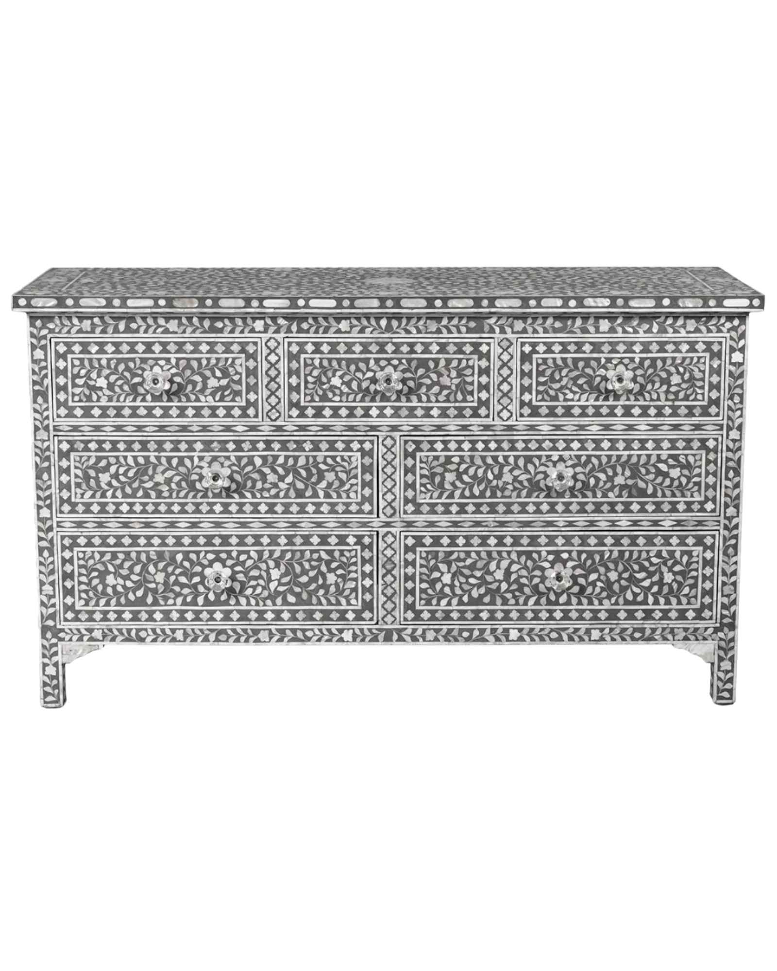 Iris Chest of Drawers - Grey Mother of Pearl Inlay - Tabeer Homes