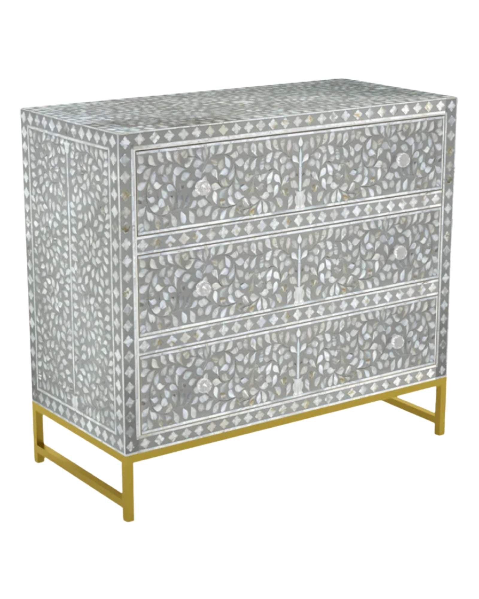 Iris Chest of Drawers - Grey Mother of Pearl Inlay