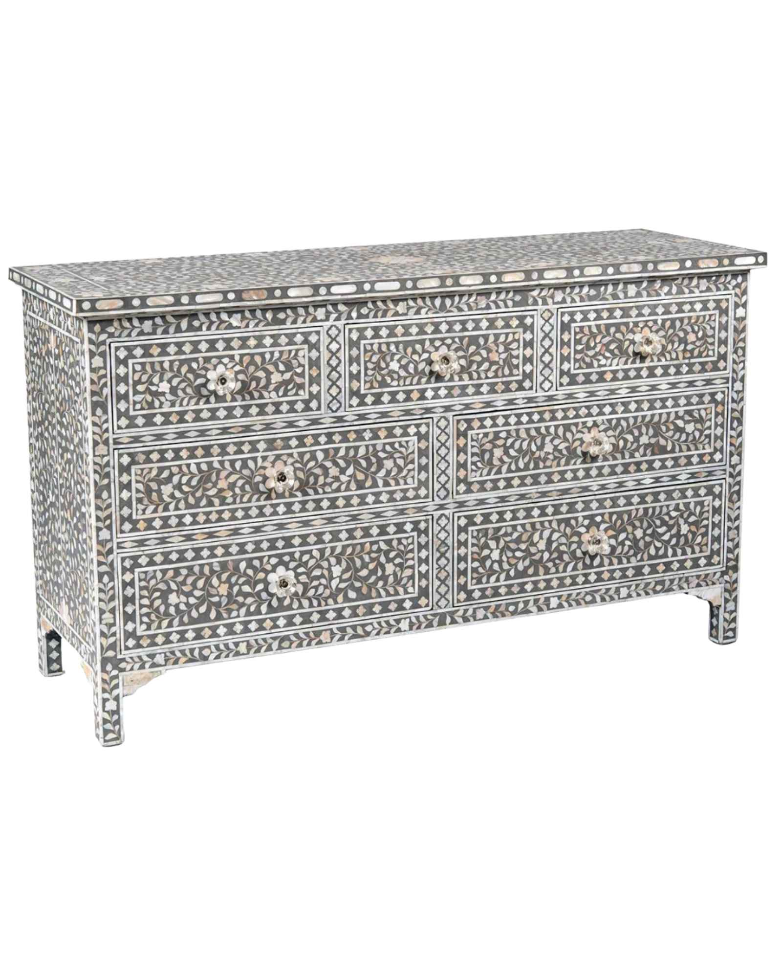 Iris Chest of Drawers - Grey Mother of Pearl Inlay - Tabeer Homes