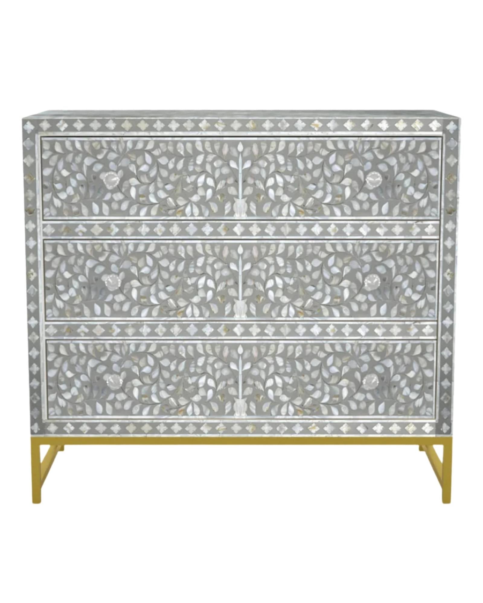 Iris Chest of Drawers - Grey Mother of Pearl Inlay