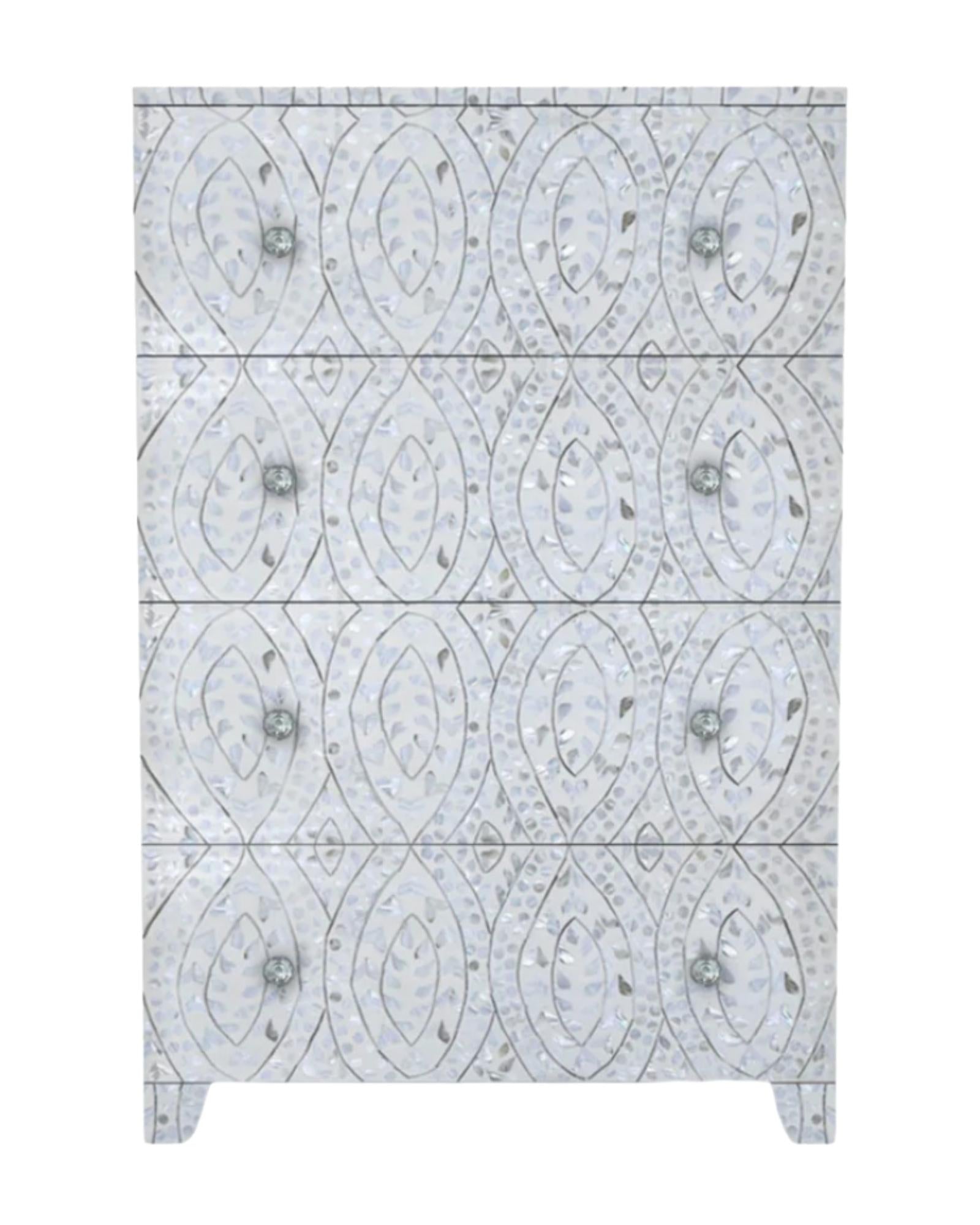 Iris Chest of Drawers - White Mother of Pearl Inlay - Tabeer Homes