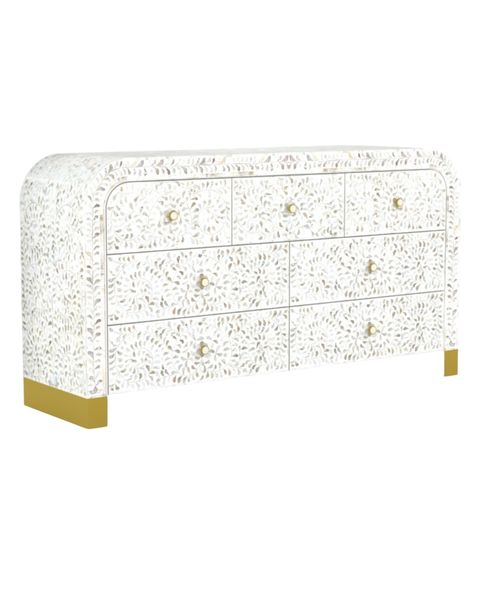 Iris Chest of Drawers - White Mother of Pearl Inlay Online