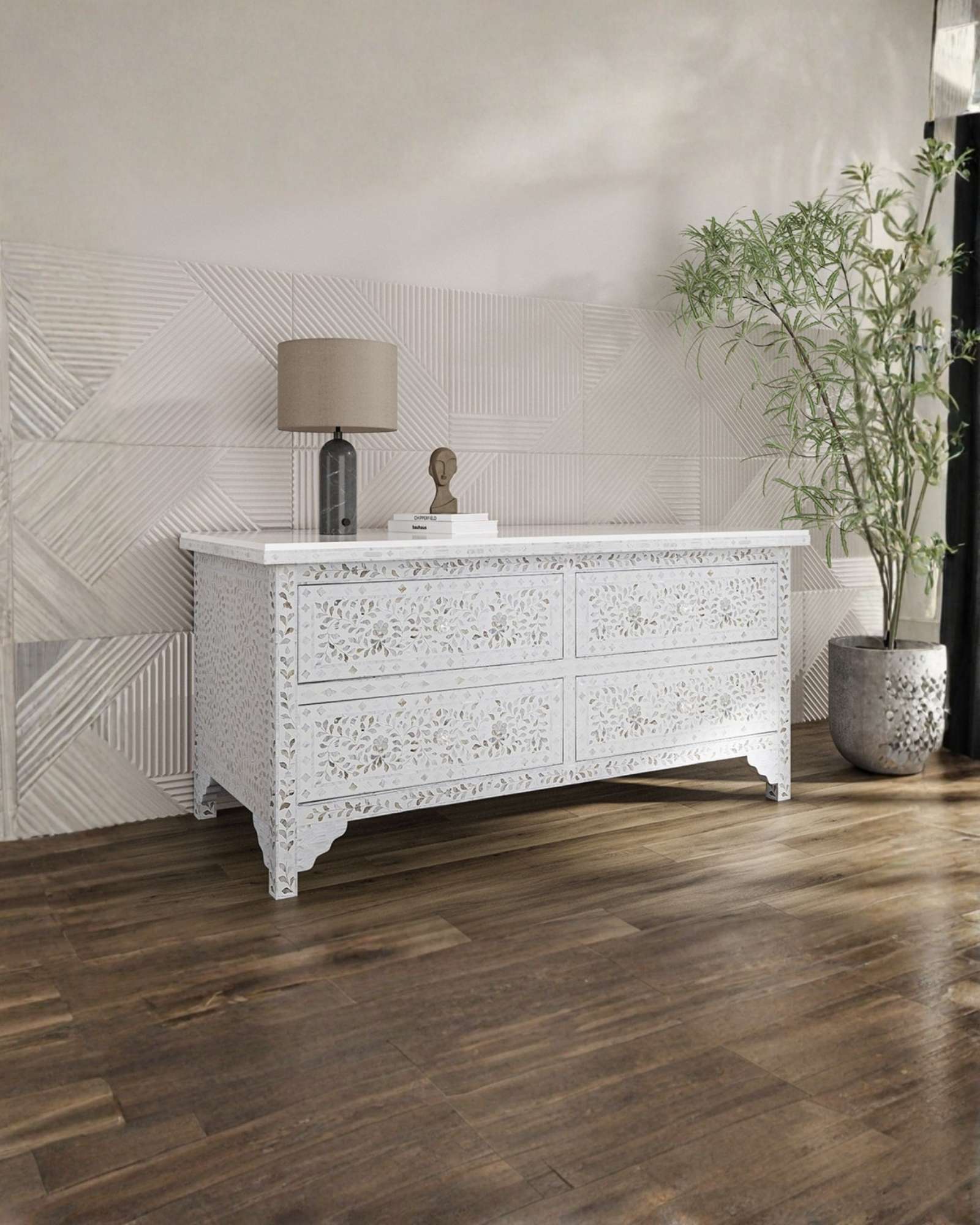 Iris Chest of Drawers - White Mother of Pearl Inlay