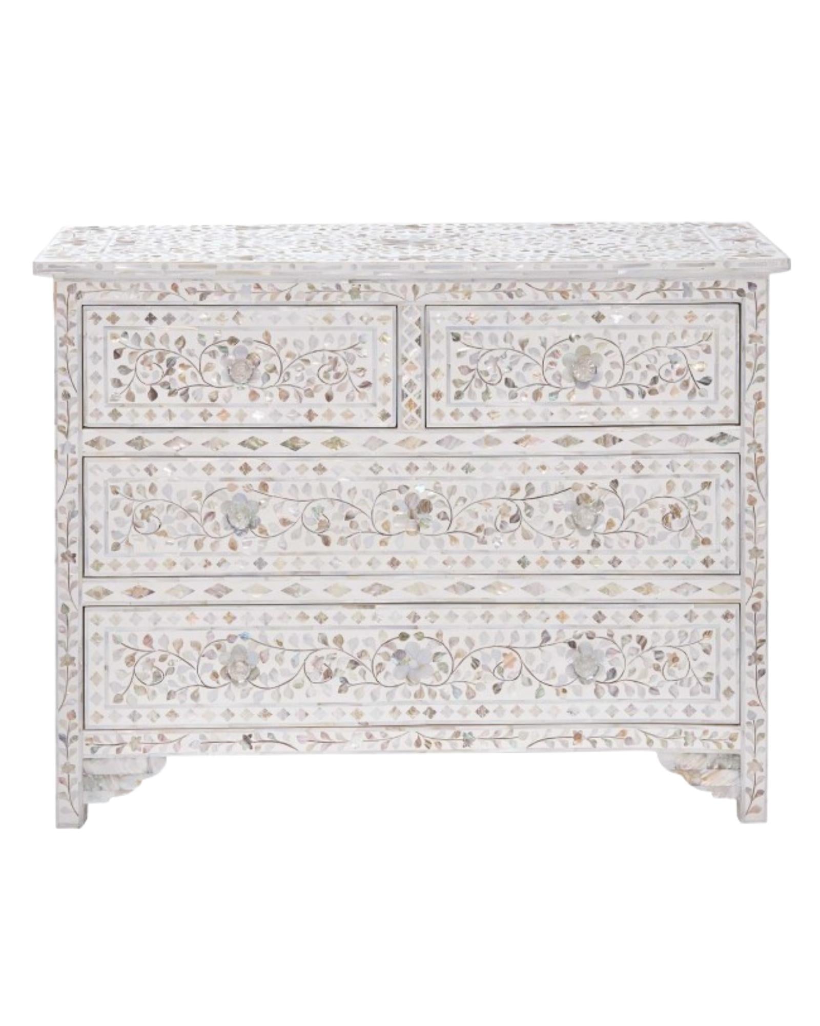 Iris Chest of Drawers - White Mother of Pearl - Tabeer Homes