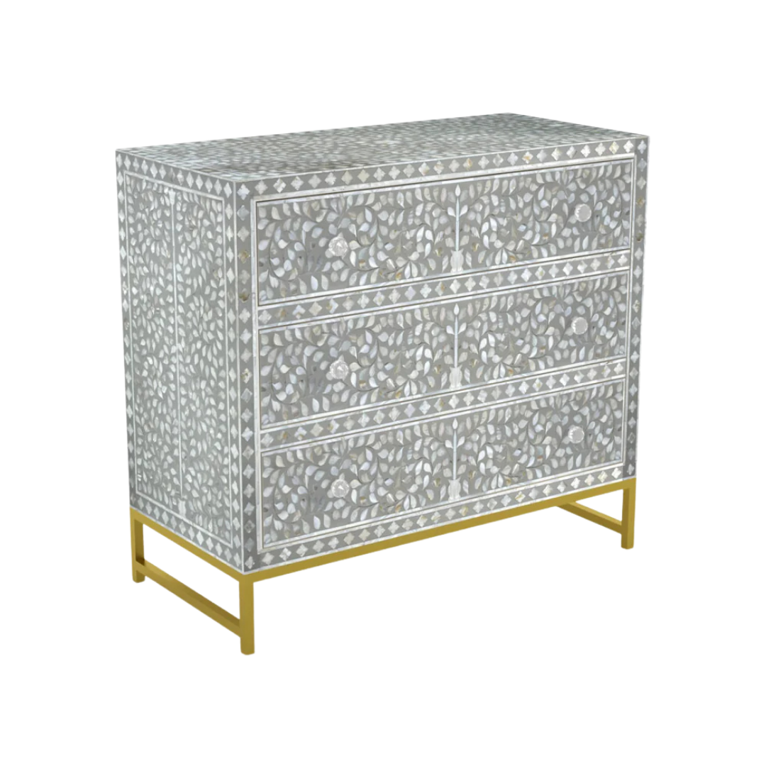 Iris Chest of Drawers - Grey Mother of Pearl Inlay