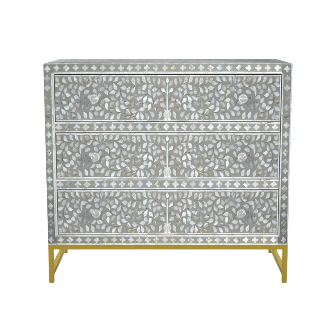 Iris Chest of Drawers - Grey Mother of Pearl Inlay
