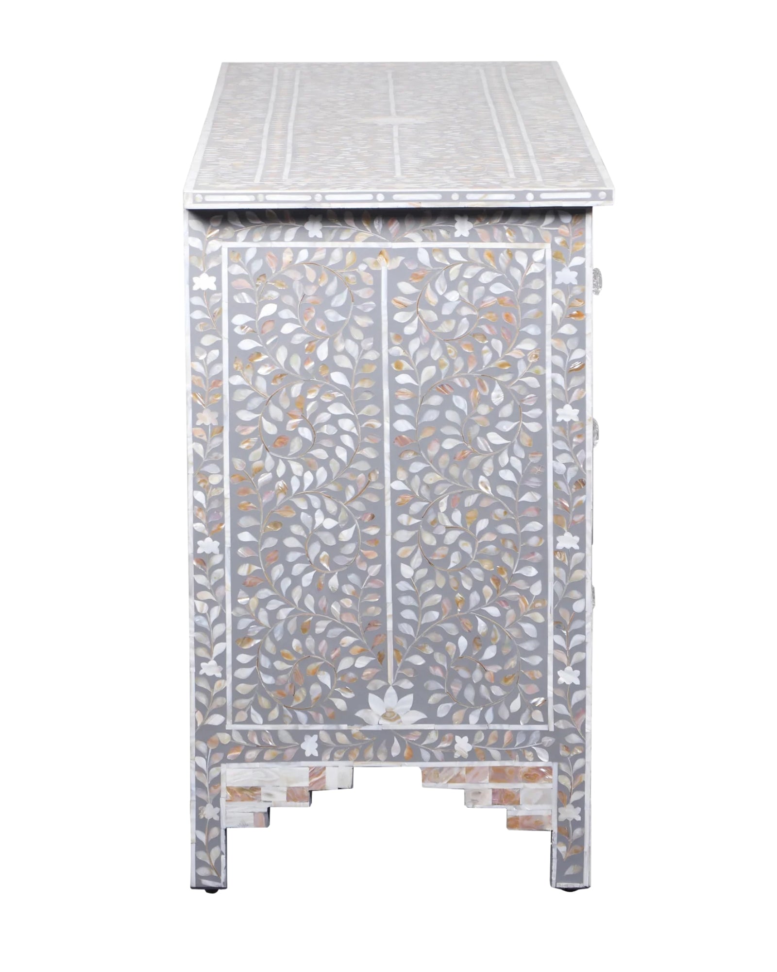 Iris Chest of Drawers in grey Mother of Pearl inlay