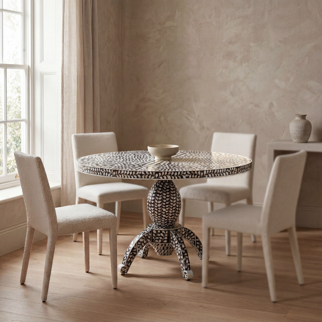 Buy Marble and Bone Inlay Dining Table Online | Tabeer Homes