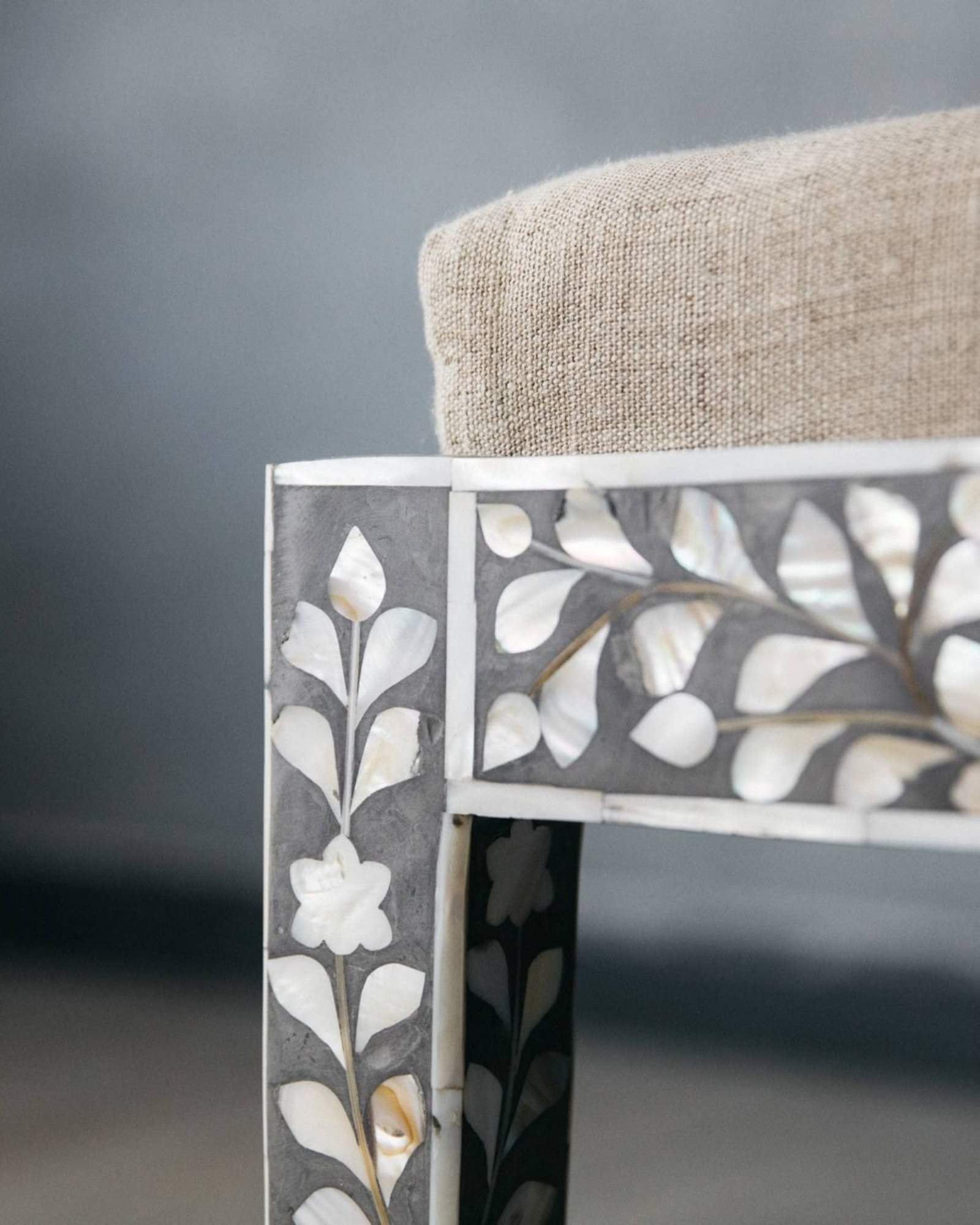 Iris Dresser Console & Stool - Black Mother of Pearl - Tabeer Homes