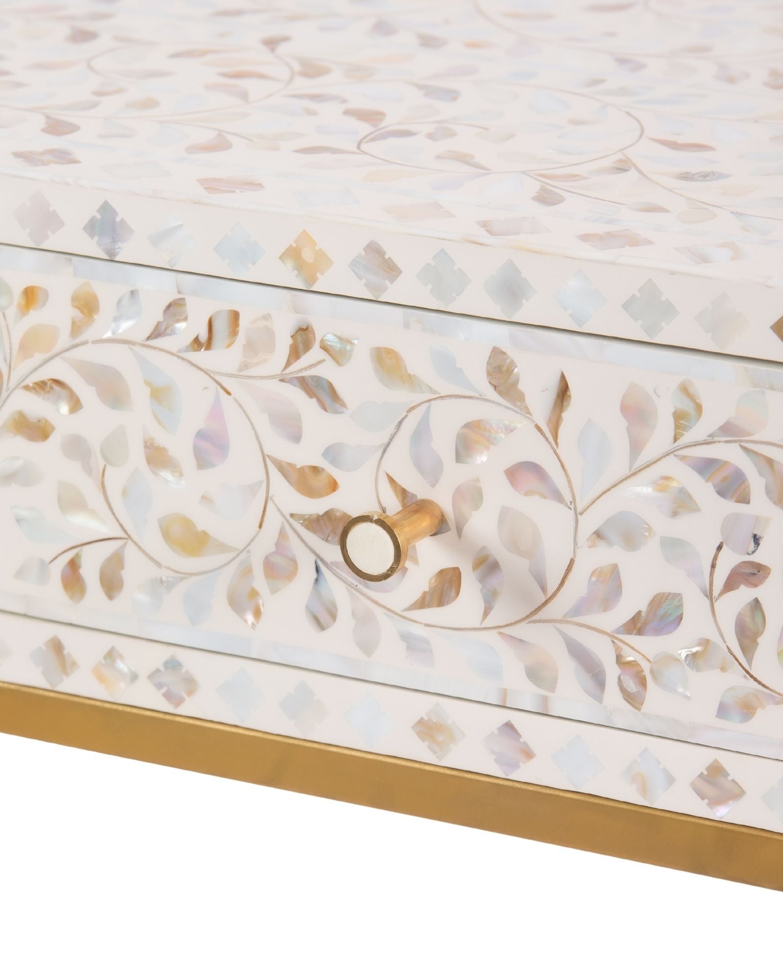 Iris Dresser Console & Stool - White Mother of Pearl Inlay