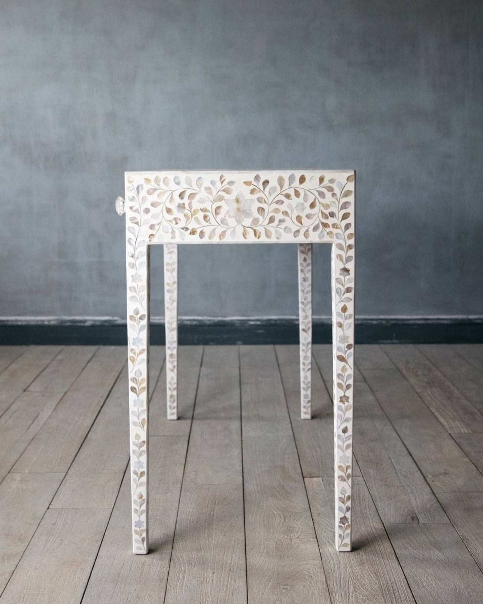 Iris Dresser Console & Stool - White Mother of Pearl - Tabeer Homes