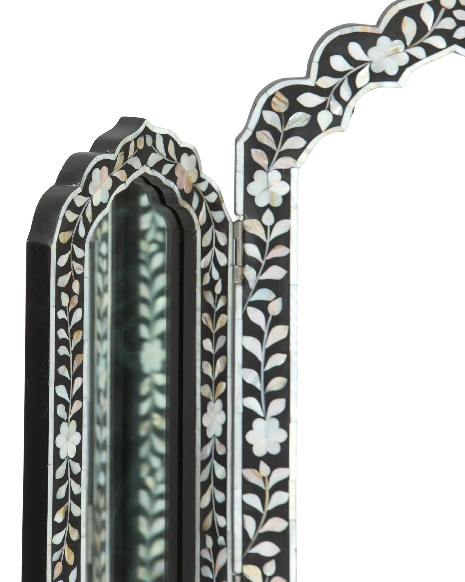 Iris Mirror - Black & White Mother of Pearl 1